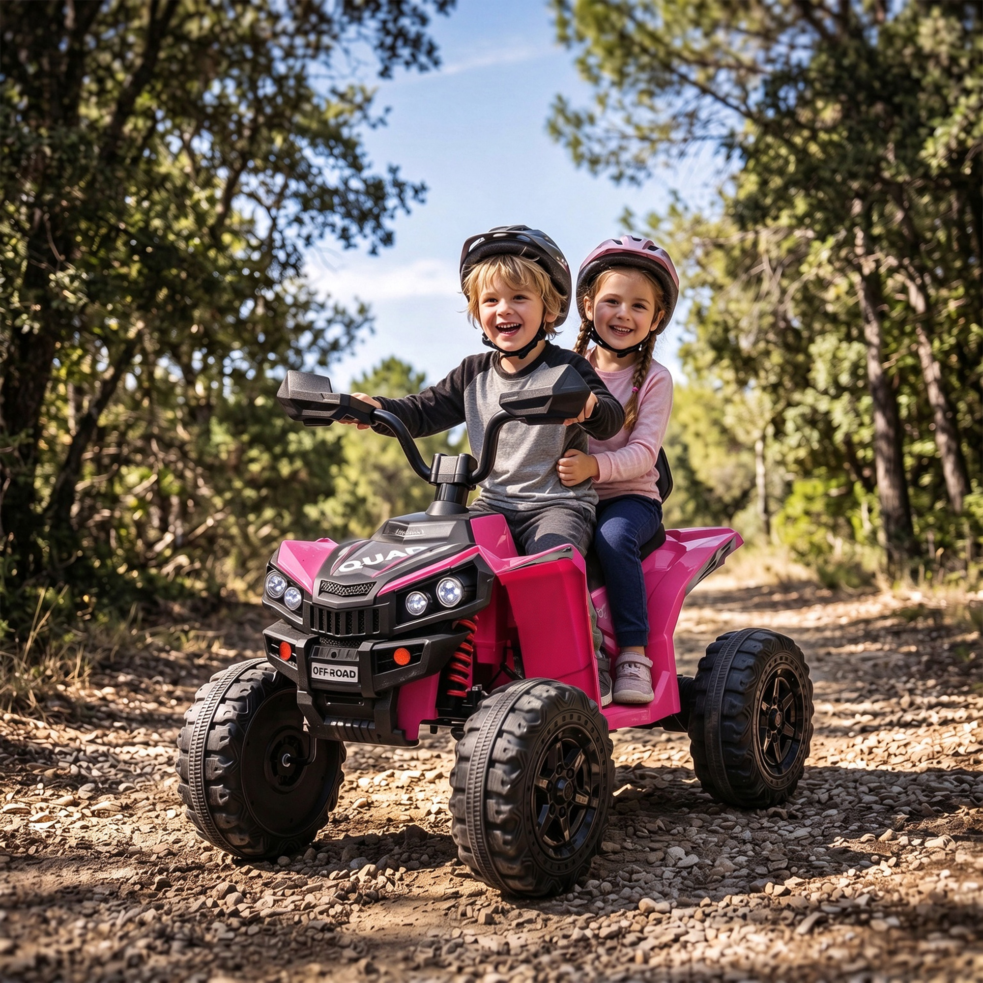 Kinder Quad Elektro 24V 2-Sitzer Elektro ATV 4–6 km/h Kinderquad mit Lithium-Akku 2 120W Motoren 4-Rad-Federung