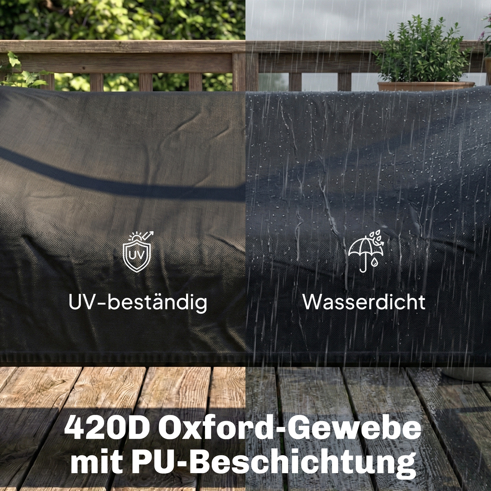 3-Sitzer Gartenschaukel-Abdeckung, wasserdichte Schutzhülle, winddicht und UV-beständig, 420D Oxford-Stoff