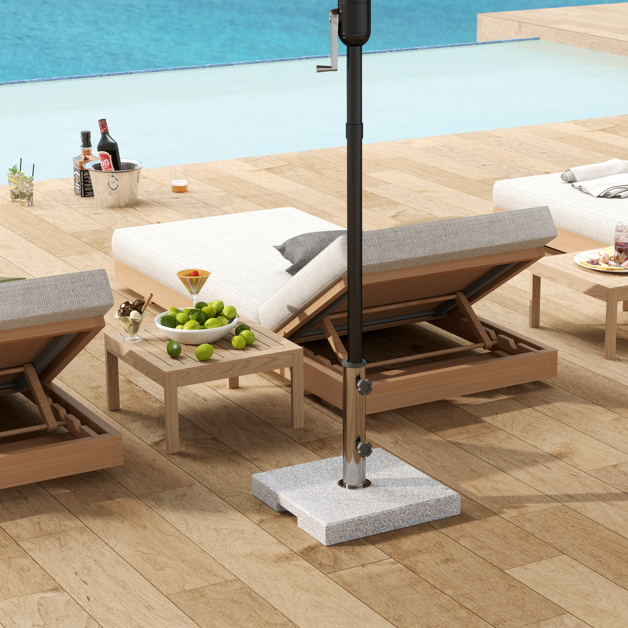 Sonnenschirmständer aus Granit 21kg Schirmständer, Quadratisch Schirmhalter, Schirmgewicht für Sonnenschirm 32/38/48mm
