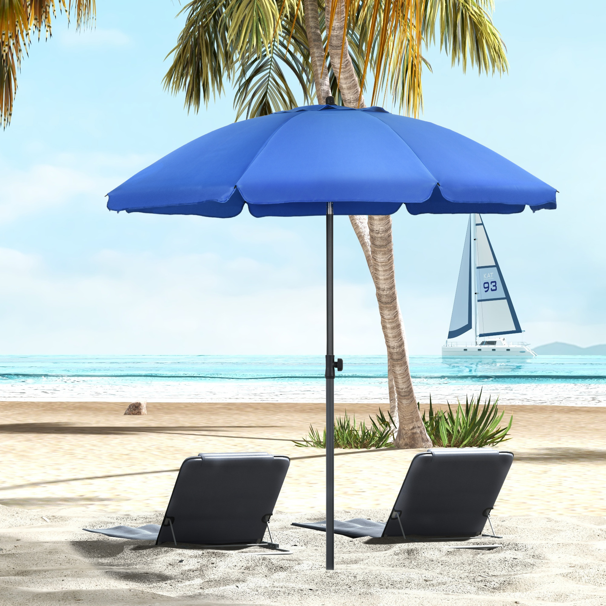 Strandschirm, Sonnenschirm, mit Belüftungsöffnungen, verstellbare Neigung, UV50+ Ø1,80, Blau