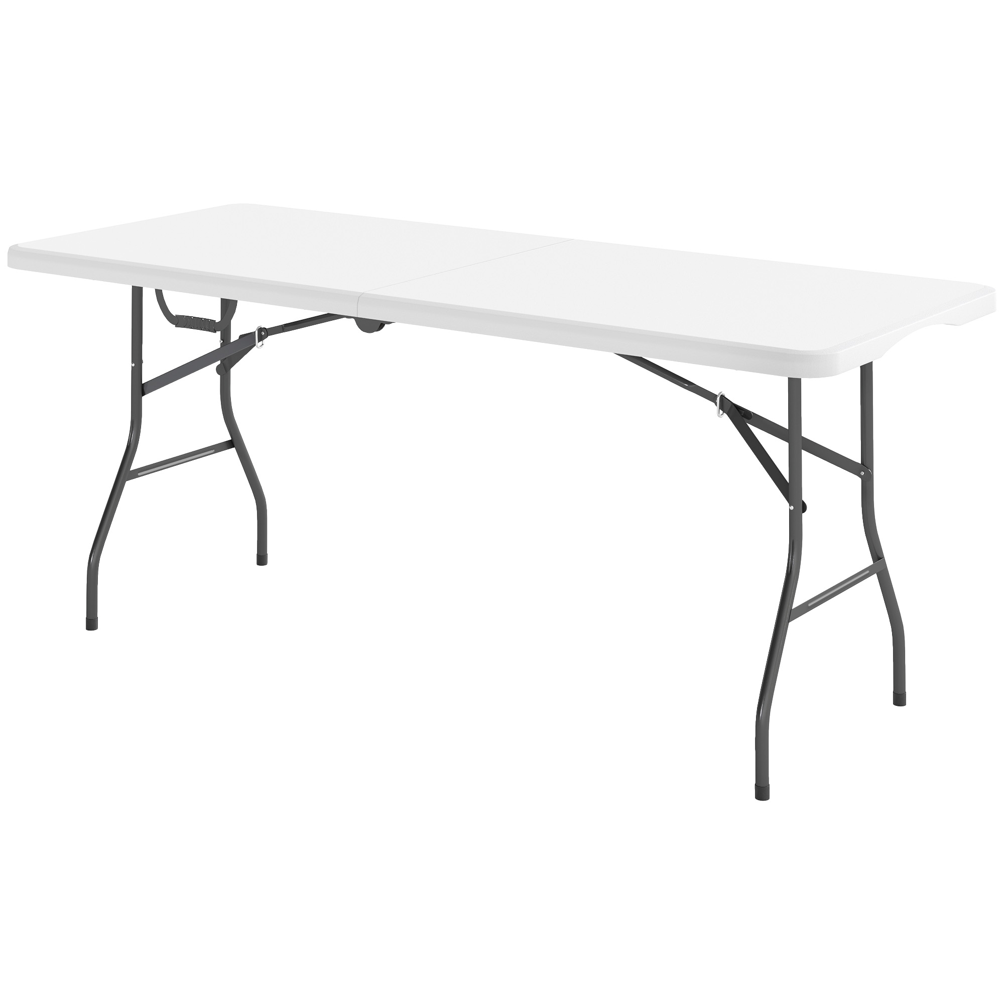 Klapptisch, Faltbarer Campingtisch, Metall, Kunststoff, Picknicktisch, Weiß Klapptisch, Faltbarer Campingtisch, Metall, Kunststoff, Picknicktisch, Weiß