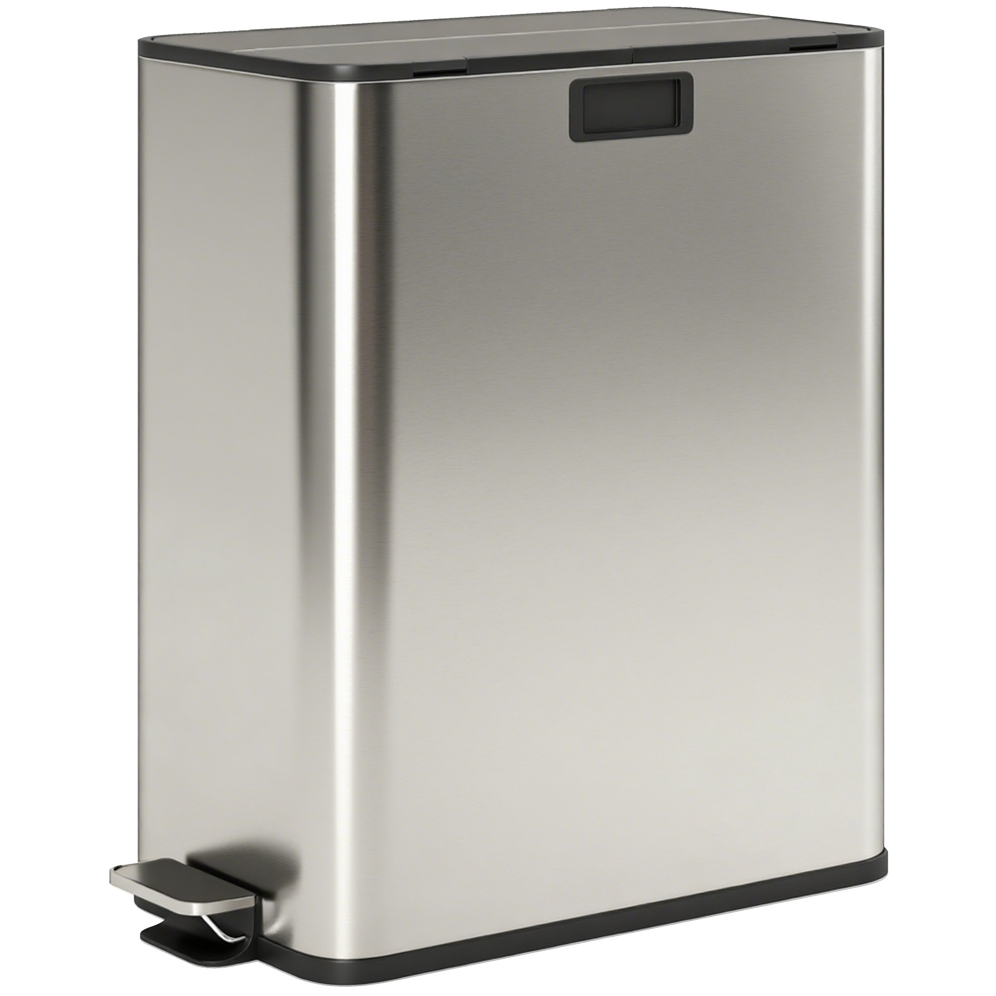 Küchenmülleimer 2 x 28L Edelstahl-Tretmülleimer mit Soft-Close-Deckel, herausnehmbaren Inneneimern