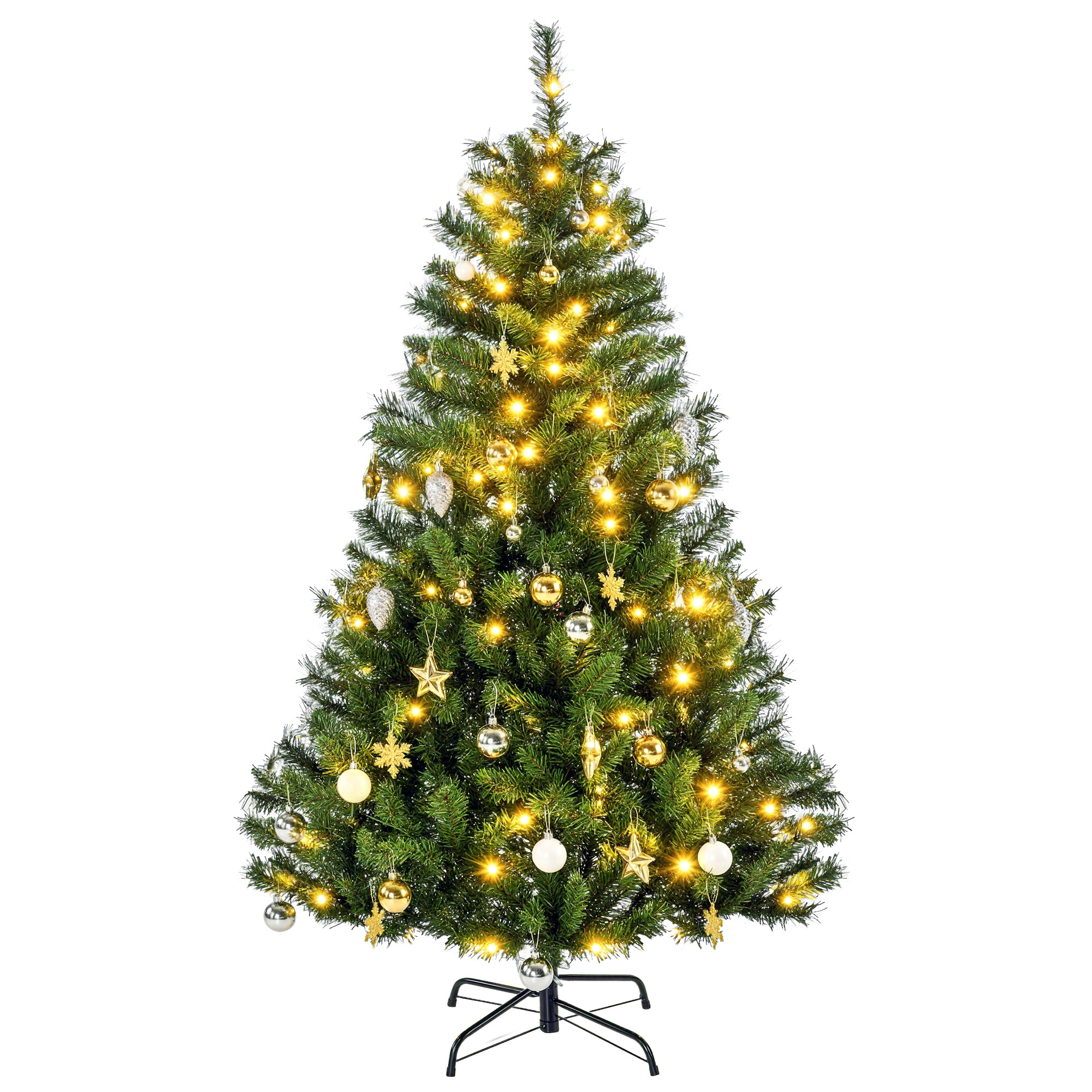 Weihnachtsbaum Christbaum künstlicher Weihnachtsbaum, inkl. Schmuck  95 cm x 95 cm x 150 cm, Grün