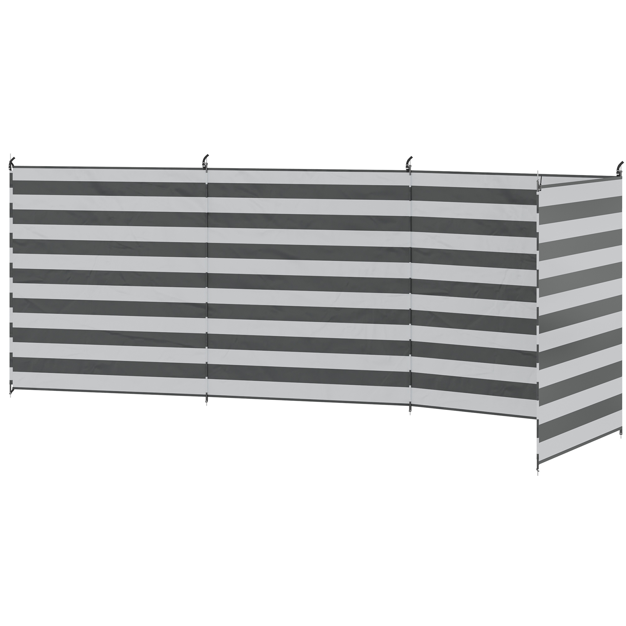 Windschutz Camping Sichtschutz mit 4 Stahlstangen Tragetasche Strandschutz für Camping Garten Strand 540 x 150 cm Grau+Weiß