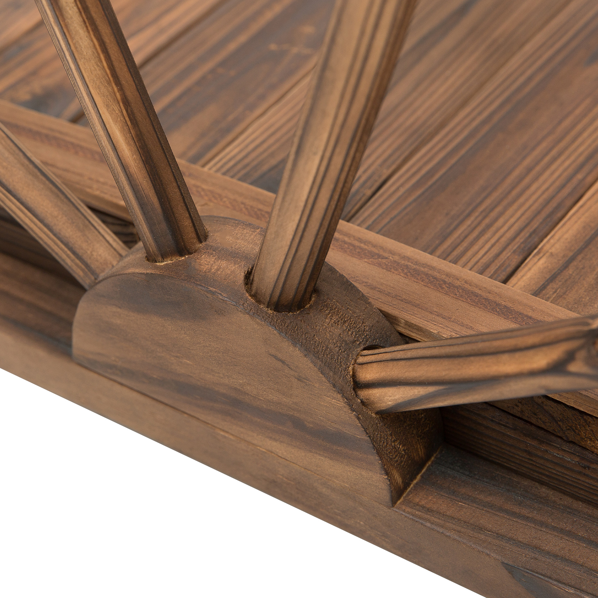 Gartenbrücke aus Tannenholz, Holzbrücke mit Rad Design, Teichbrücke bis 150 kg belastbar 100 x 50 x 37 cm Verkohlt