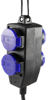 Werkstatt-Steckdose, 4-fach, 10m Kabel / IP44, mit Aufhänger, H07RN-F 3G1,5mm²