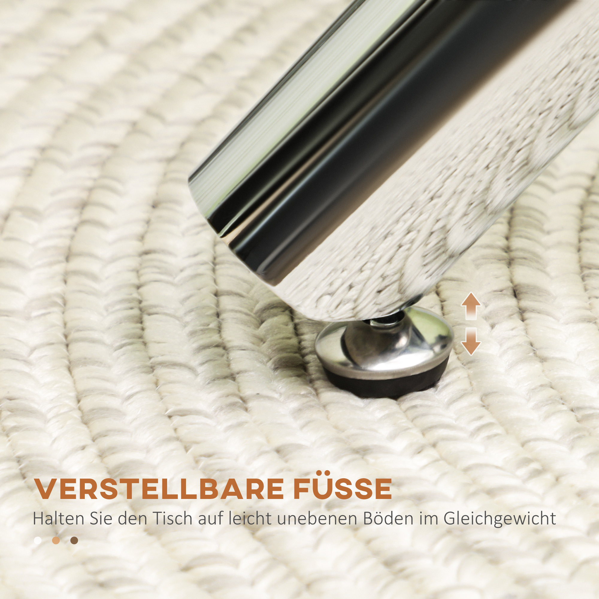 Esstisch, runde Hartglasplatte, randloses Design, für 2-4 Personen, Stahlbeine, 80 x 80 x 74 cm