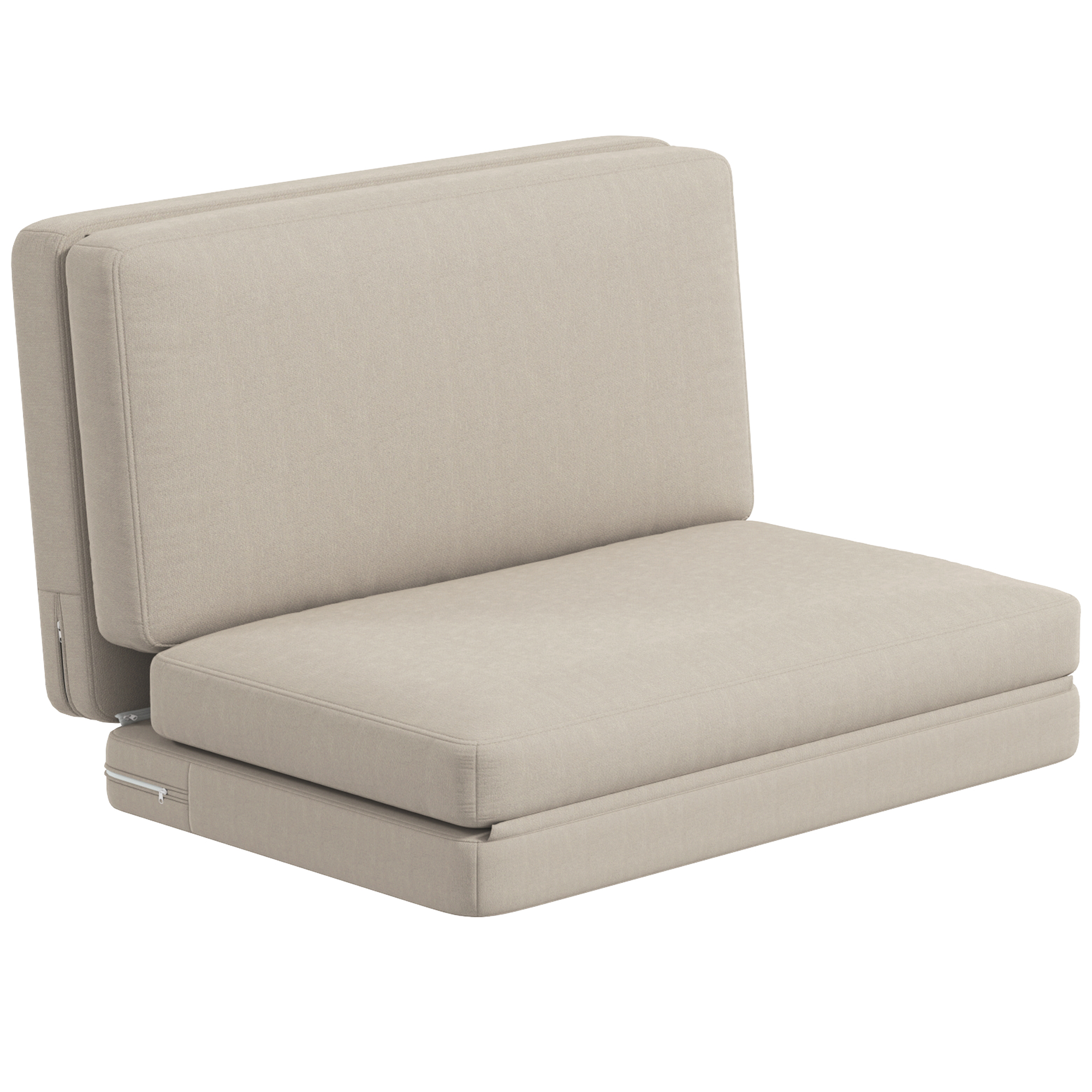 2-in-1 faltbarer Relaxsessel, Gästematratze, teilbar, 120 cm breit, Beige 2-in-1 faltbarer Relaxsessel, Gästematratze, teilbar, 120 cm breit, Beige