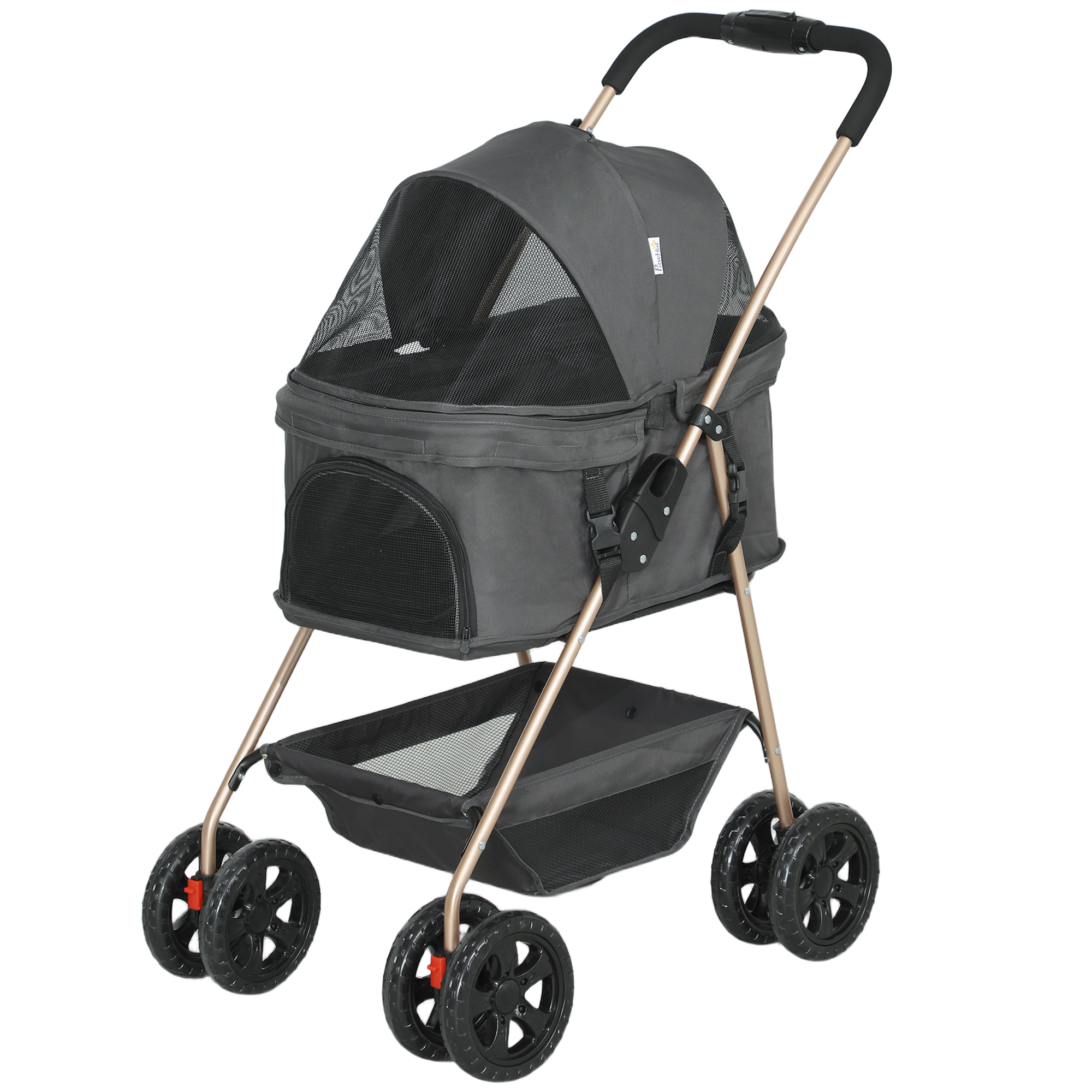 3-in-1-Haustierkinderwagen, zusammenklappbarer Hundewagen mit 4 Rädern und abnehmbarer Trage für Hunde und Katzen, Grau 3-in-1-Haustierkinderwagen, zusammenklappbarer Hundewagen mit 4 Rädern und abnehmbarer Trage für Hunde und Katzen, Grau