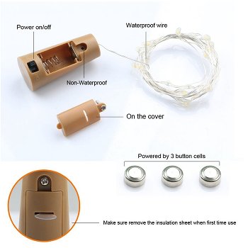 LED Flaschen-Lichterkette "CuteBottle" / 20 LEDs, 2m, warmweiß, Batterie, 10x Set
