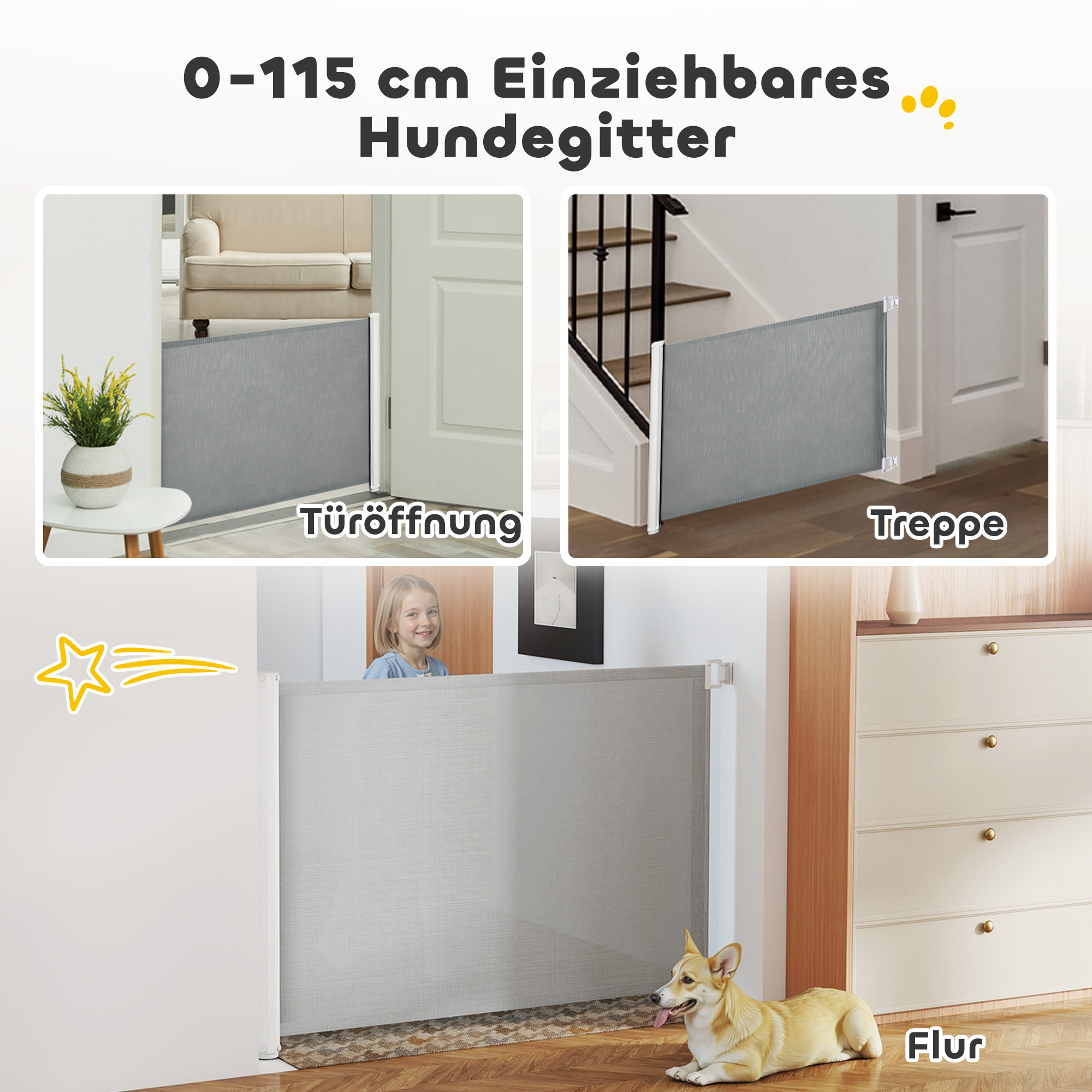 Treppenschutzgitter Metall kunststoff Grau