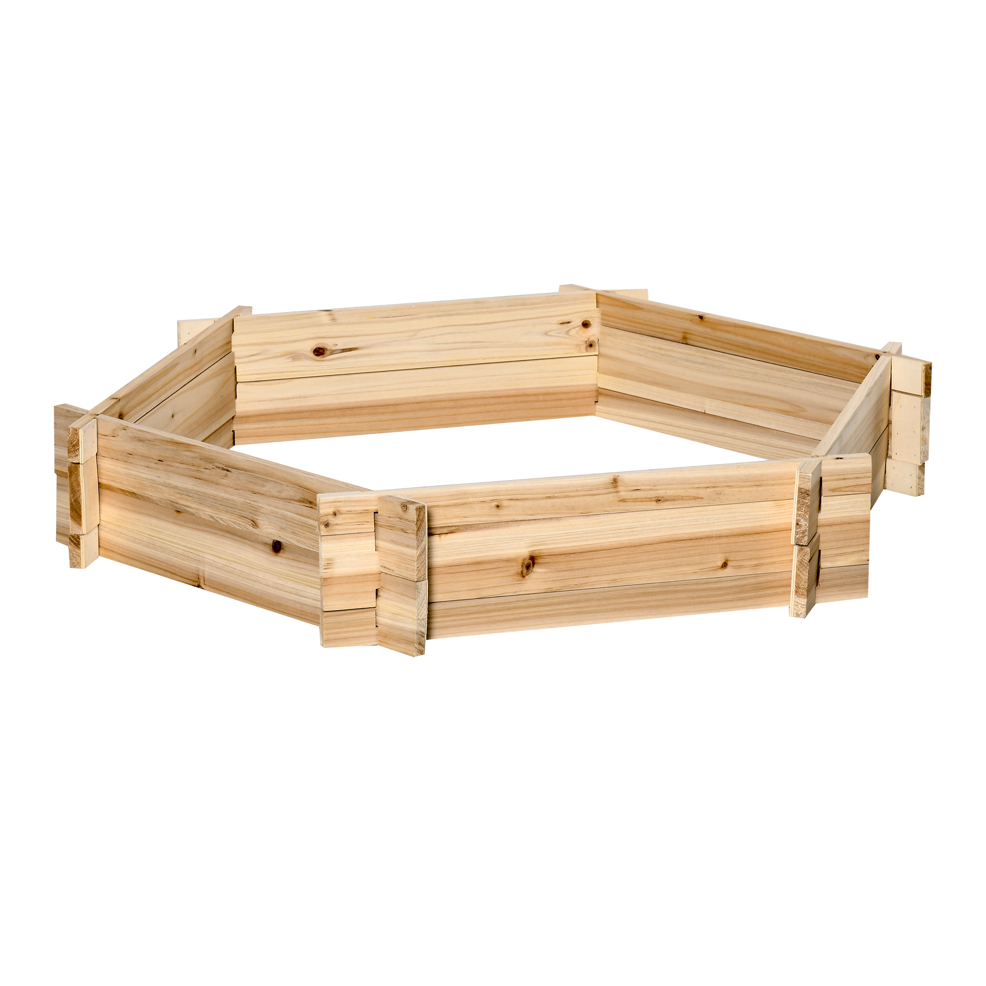 Hochbeet sechseckig DIY Pflanzkübel Pflanzkasten aus Holz für Garten Balkon Natur 100 x 92 x 16 cm