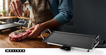 Teppanyaki-Grillplatte | 2000 W | 47,5 x 26,5 cm | Antihaftbeschichtung | Einstellbarer Thermostat | Cool-Touch-Griffe