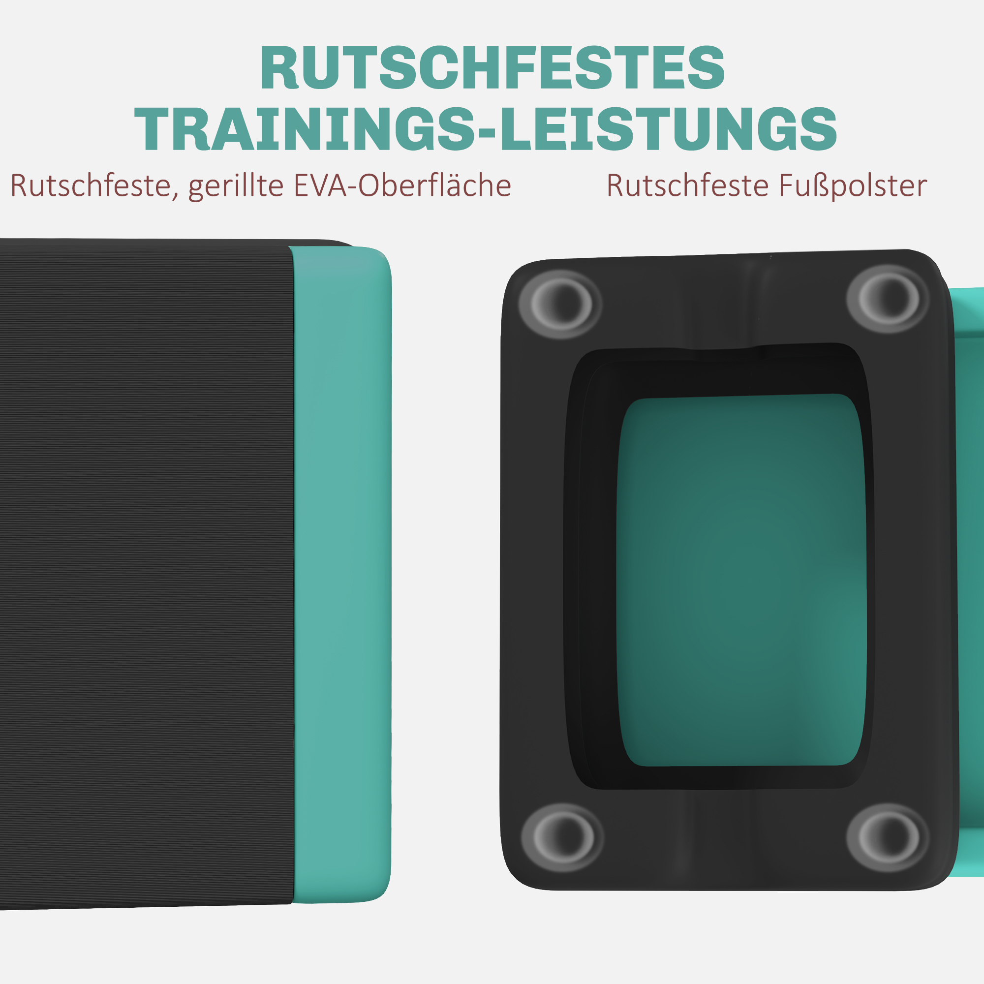 Steppbrett höhenverstellbar Fitness Aerobic Stepper mit 3 Stufen (10,5/15,5/20,5 cm), Anti-Rutsch Grün
