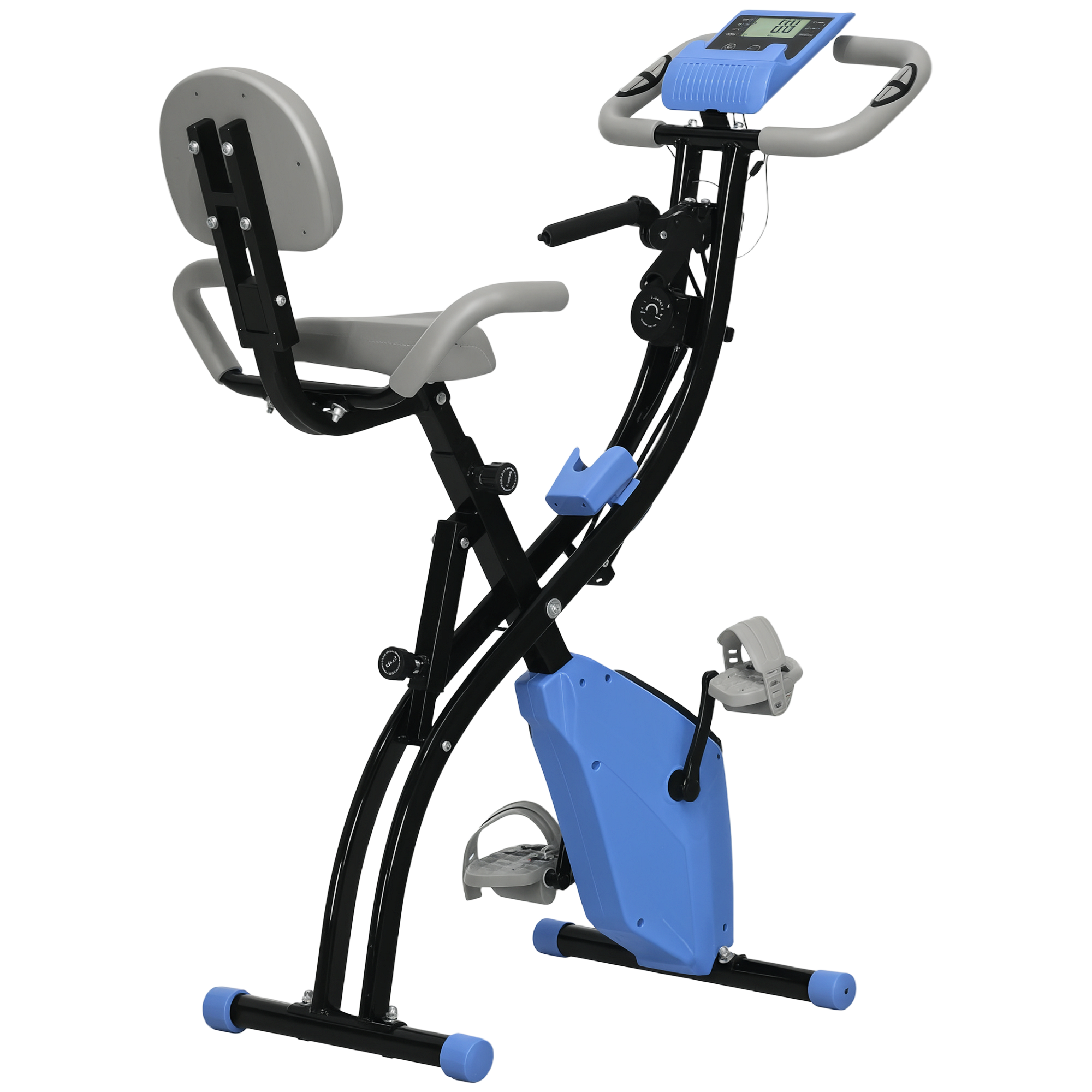 Heimtrainer X-Bike 2-in-1 Fahrradtrainer mit LCD-Display,Pulsmesser, klappbarer Hometrainer Trimmrad mit 8 stufig Magnetwiderstand, 1 Paar Spannseil, Stahl Blau 105x48x118 cm Heimtrainer X-Bike 2-in-1 Fahrradtrainer mit LCD-Display,Pulsmesser, klappbarer Hometrainer Trimmrad mit 8 stufig Magnetwiderstand, 1 Paar Spannseil, Stahl Blau 105x48x118 cm