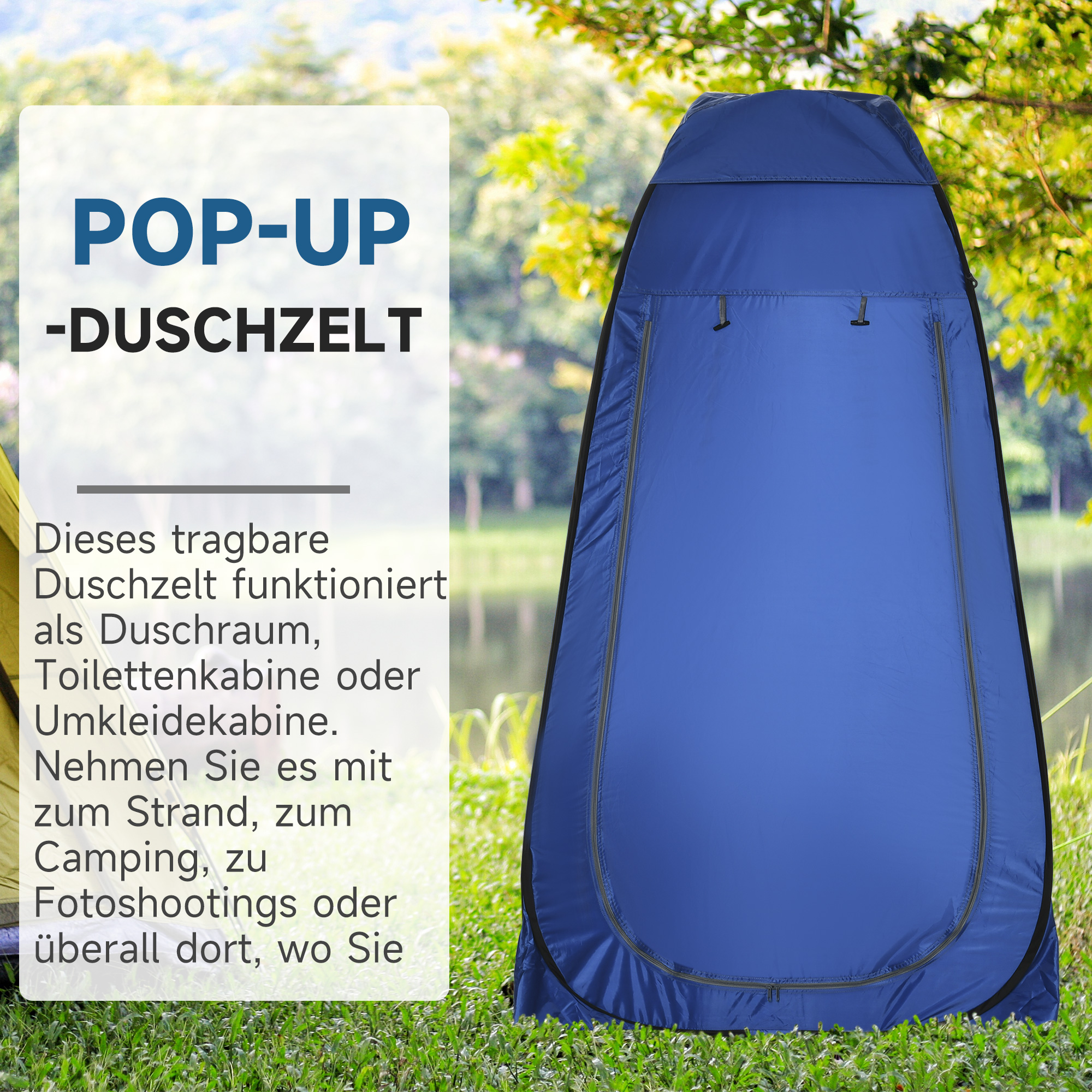 Pop-up Duschzelt, dunkelblau 120 x 120 x 190 cm