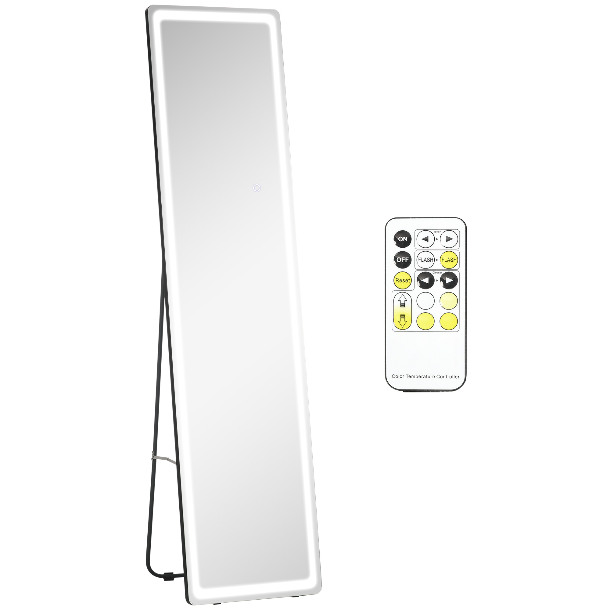 2 in 1 Standspiegel mit LED-Licht, freistehend, Aluminium, einstellbares Licht, 40 cm x 37 cm x 157,5 cm 2 in 1 Standspiegel mit LED-Licht, freistehend, Aluminium, einstellbares Licht, 40 cm x 37 cm x 157,5 cm