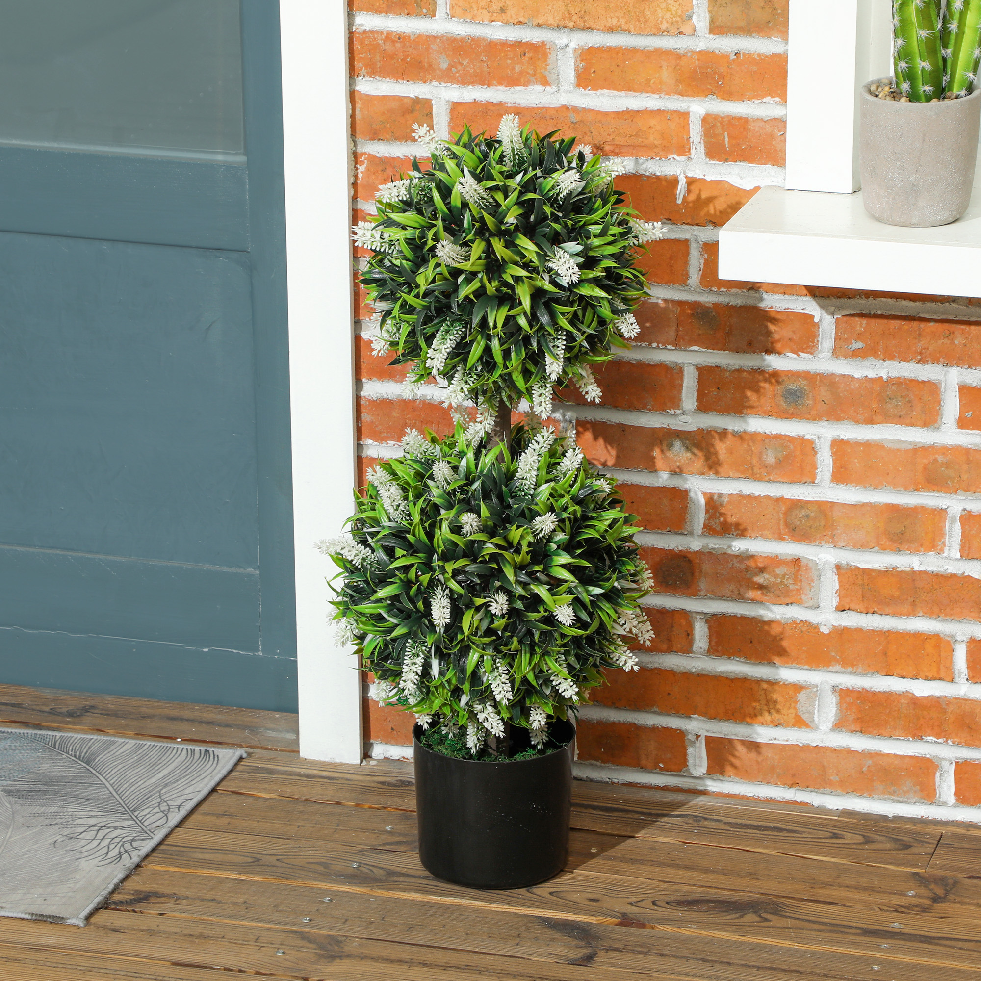 2er-Set künstliche Pflanzen, UV-beständige Kunstpflanze im Blumentopf, 70 cm Zimmerpflanze für Wohnzimmer, Garten