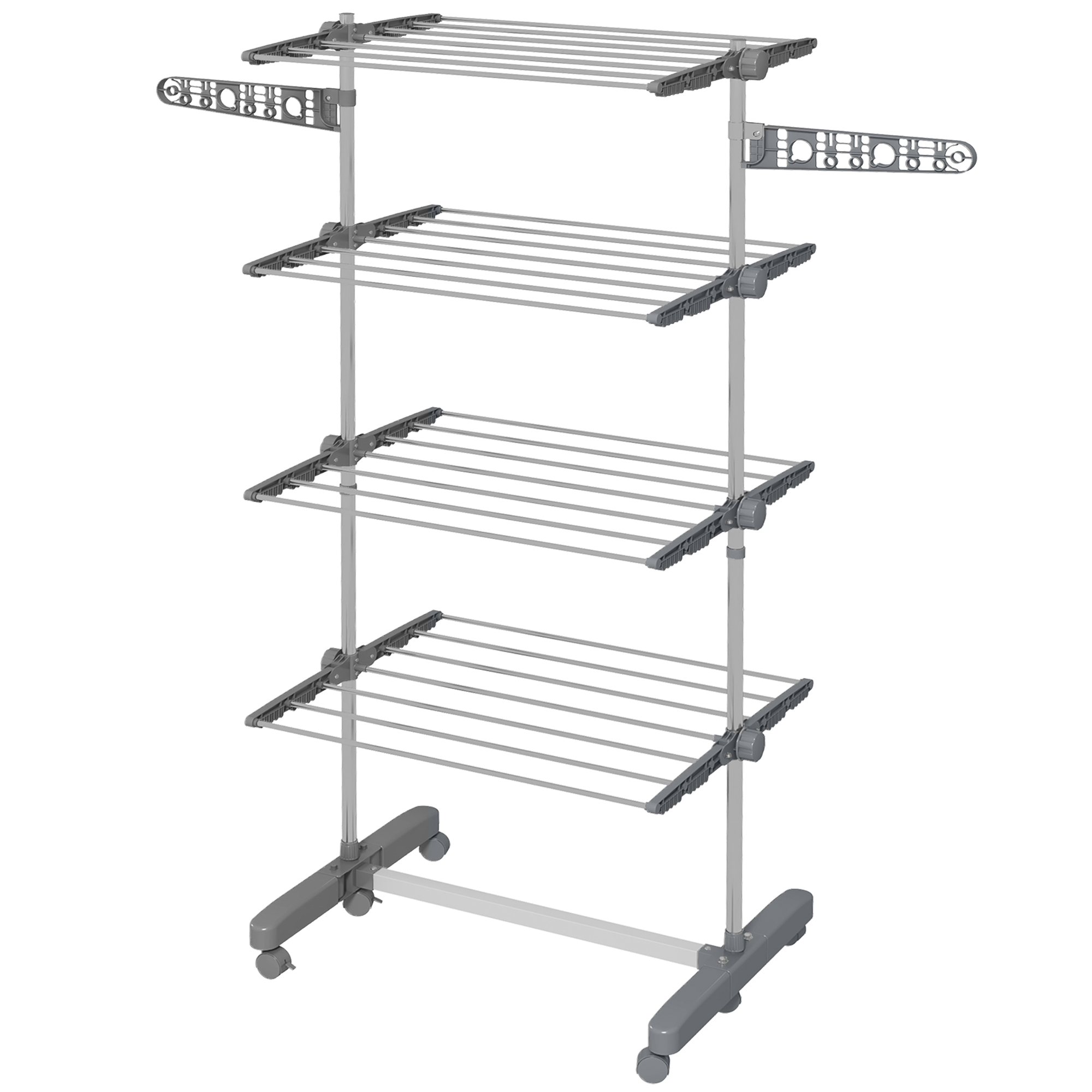 Wäschenständer Wäschetrockner 5 Ebenen, klappbar, One-Klick-System, 142 cm x 55 cm x1 72 cm, Grau + Silber Wäschenständer Wäschetrockner 5 Ebenen, klappbar, One-Klick-System, 142 cm x 55 cm x1 72 cm, Grau + Silber