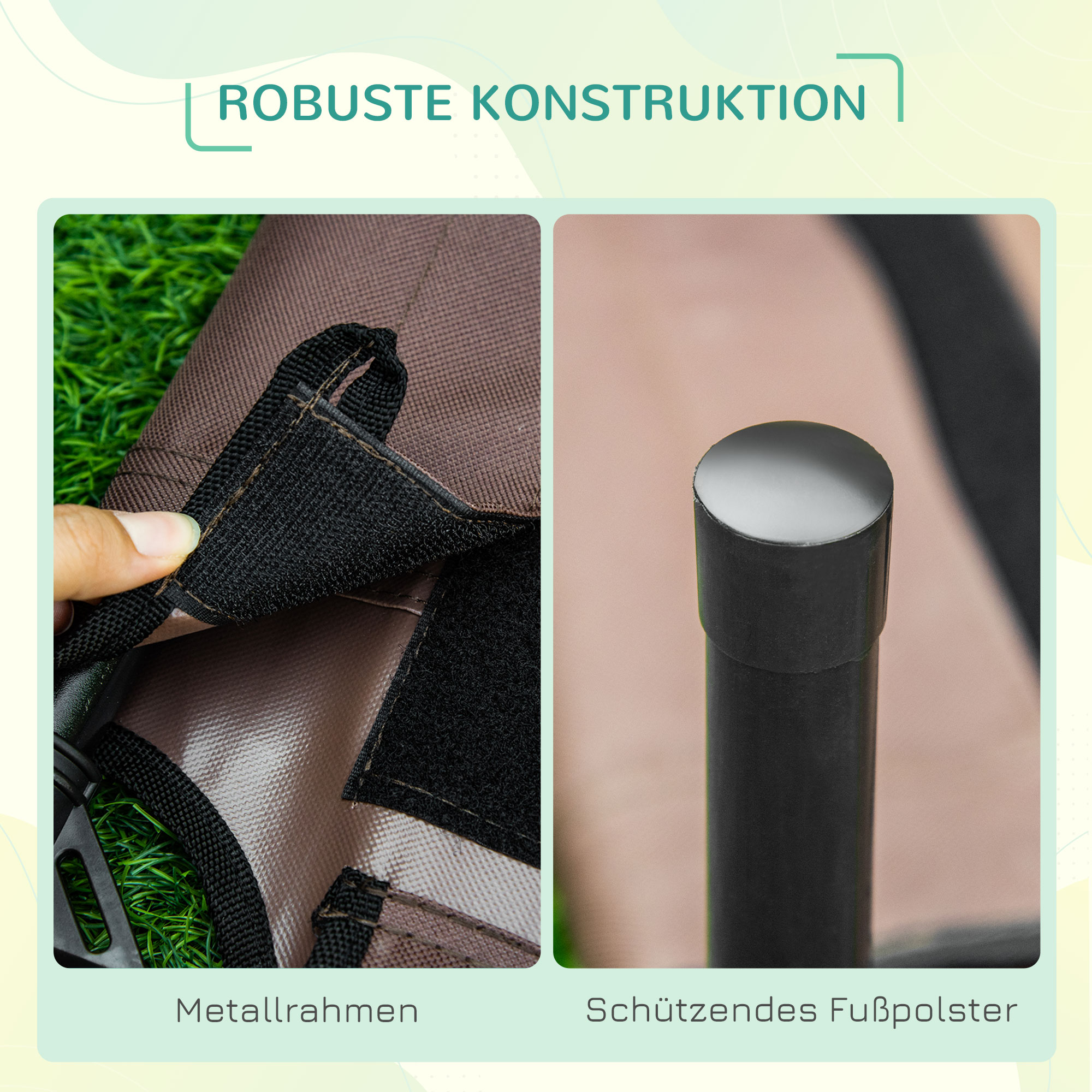 erhöhtes Hundebett mit Baldachin, Haustierbett, Hundeliege outdoor mit Dach, Atmungsaktiv, Taftstoff für Camping Kaffee 76 x 61 x 73 cm