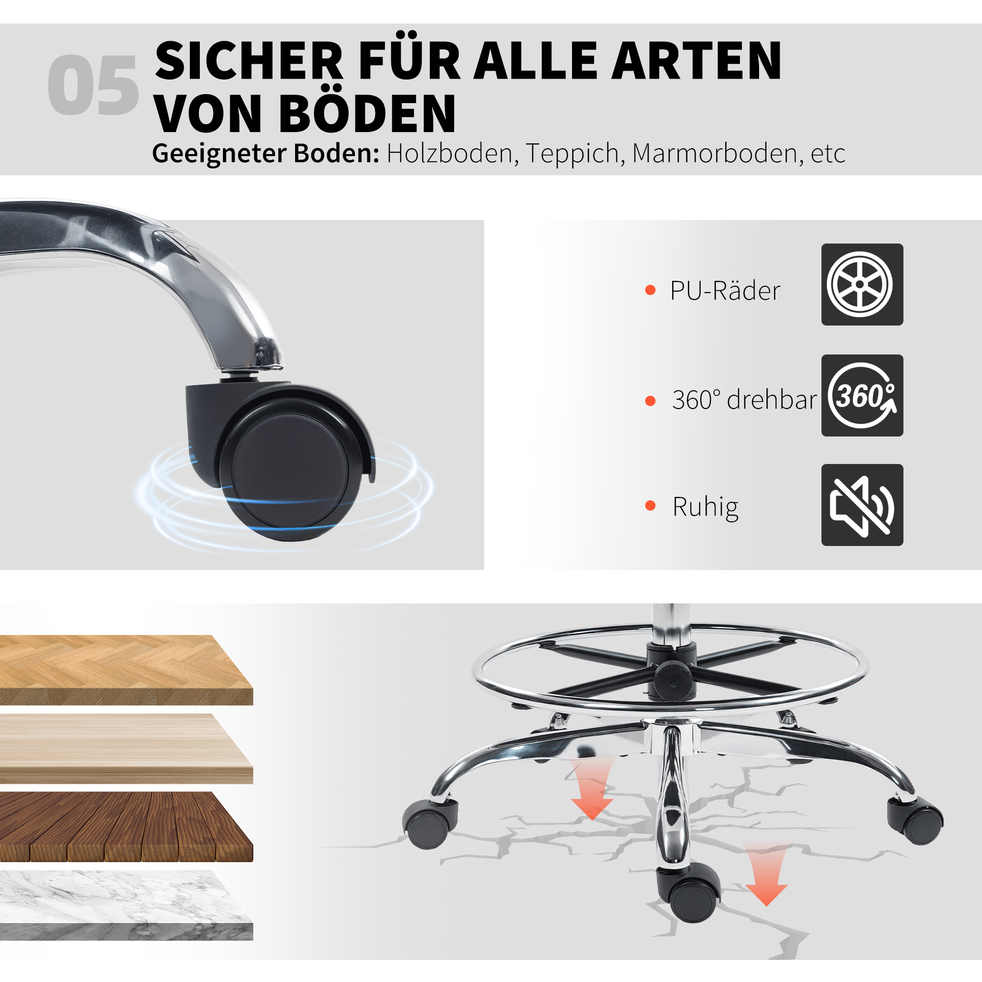 Zeichenstuhl mit Lendenstütze, höhenverstellbar, drehbar, für Homeoffice, Studio, Kunstprojekte, Schwarz