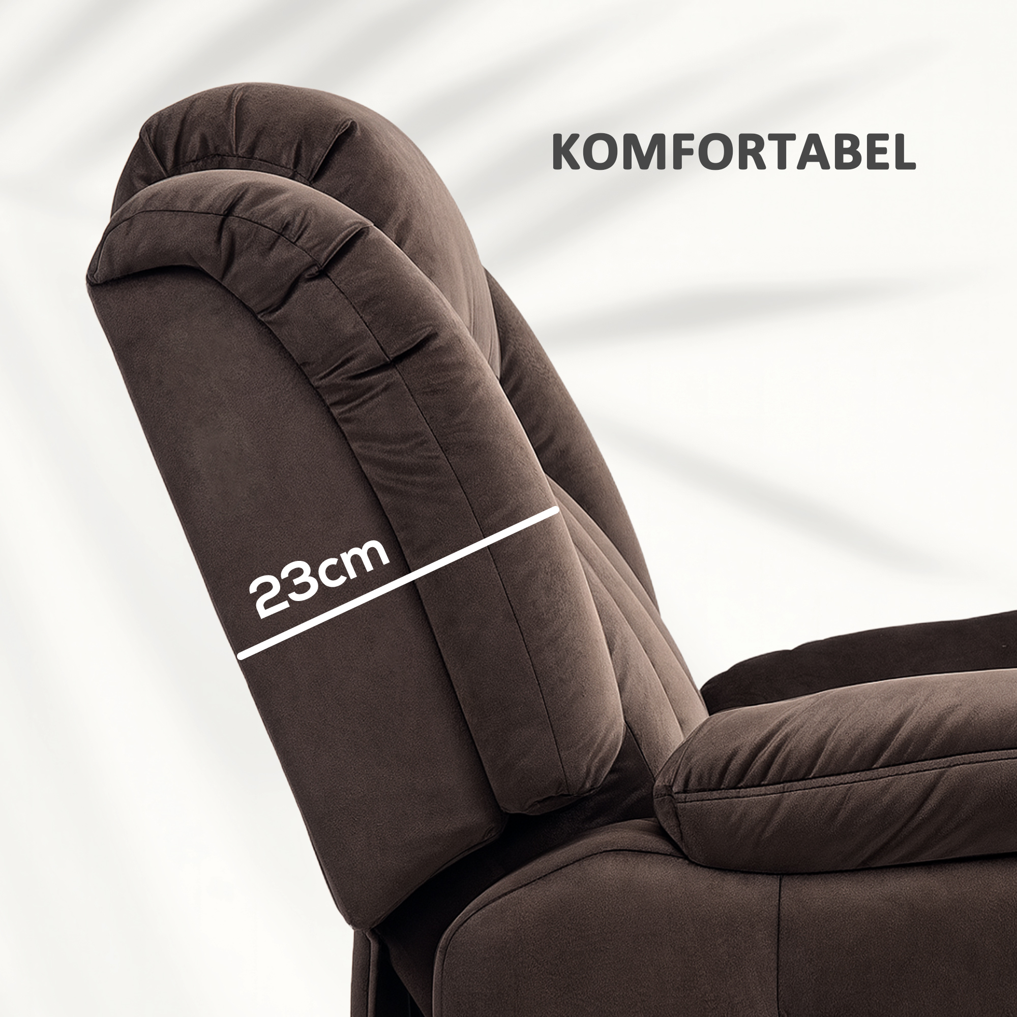 Aufstehsessel mit Massagefunktion und Lendenheizung, Recliner-Sessel mit Fernbedienungen und Seitentaschen, Braun