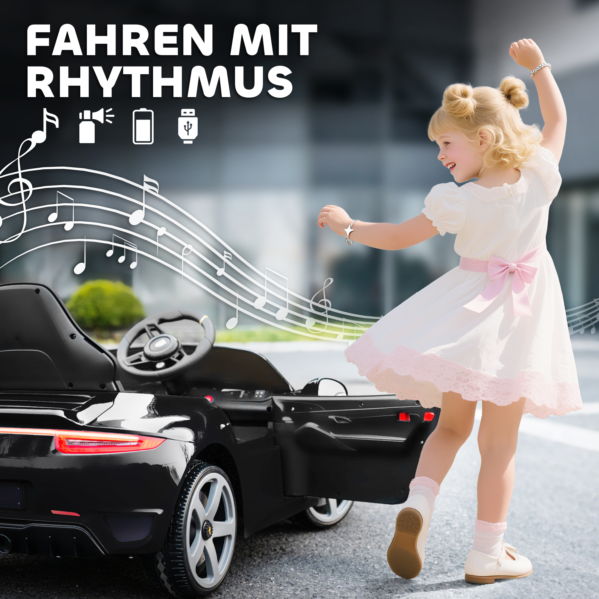 Kinderfahrzeug Porsche 911 RUF GT, schwarz