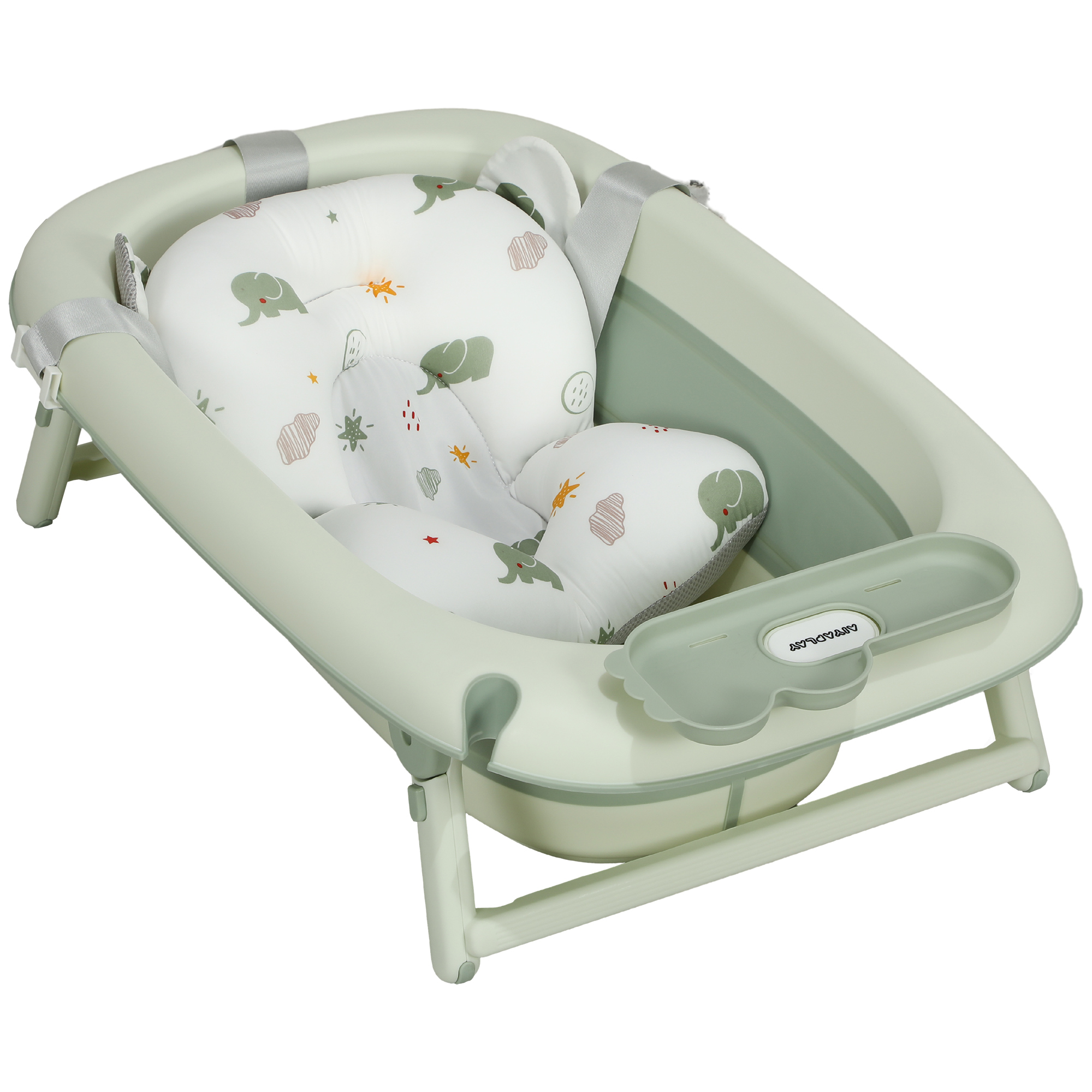 Babybadewanne, faltbar, rutschfester Boden, Elefanten-Badekissen, 86 x 53 x 25,5 cm, Grün Babybadewanne, faltbar, rutschfester Boden, Elefanten-Badekissen, 86 x 53 x 25,5 cm, Grün