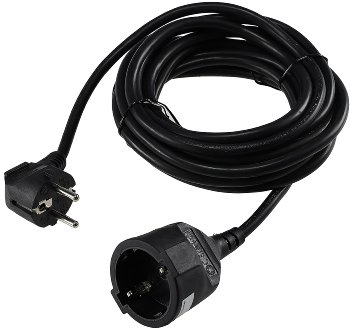 Schutzkontakt-Verlängerung, 5m, schwarz, H05VV-F3G 1,5mm² 16A/250V