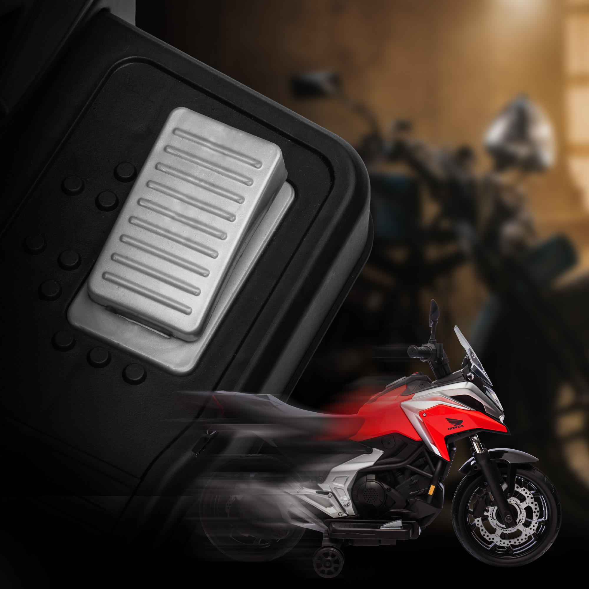 Elektro-Kindermotorrad, Honda, 3 km/h, Musik & Licht, 3-6 Jahre, bis 30 kg, Rot
