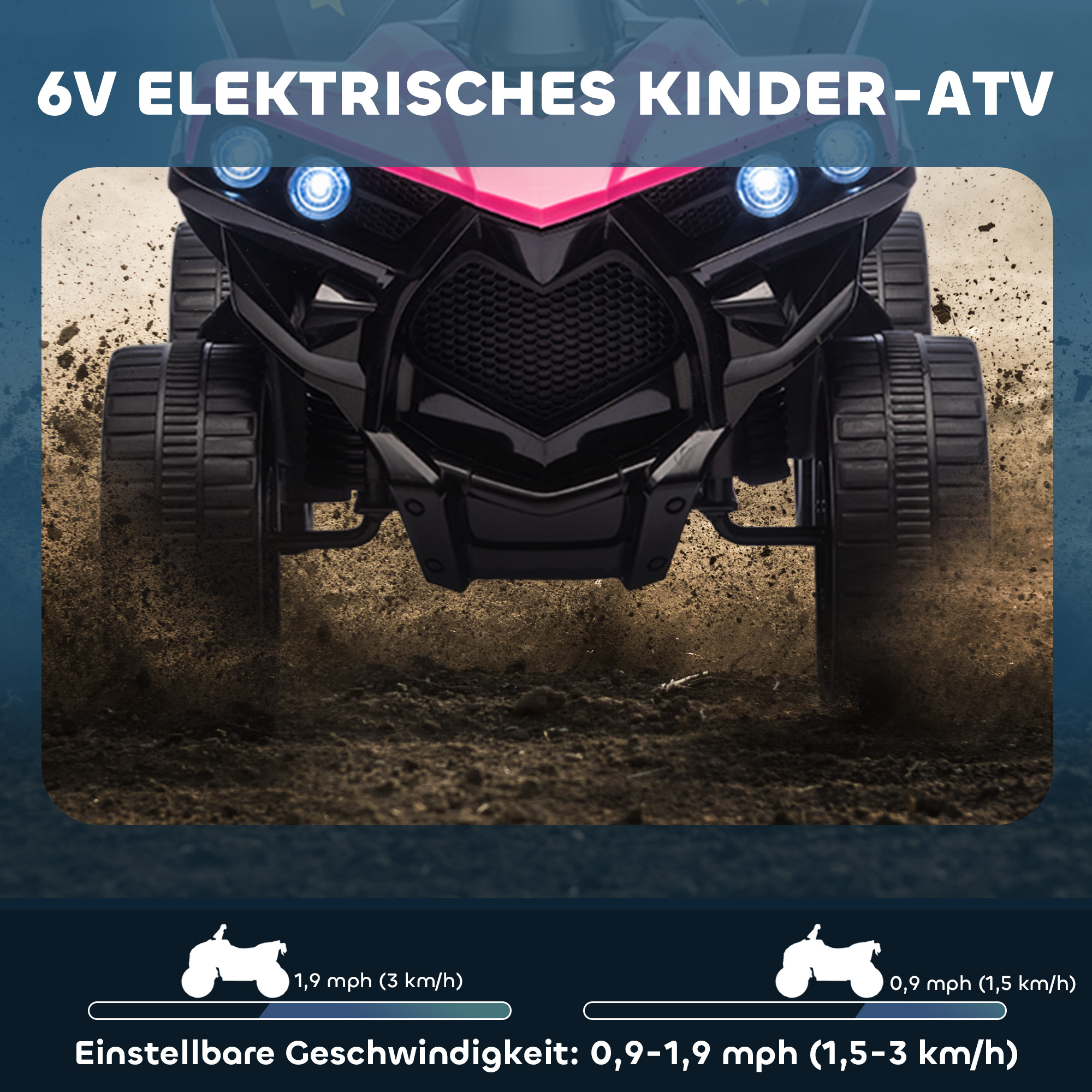 Kinder Quad Elektro 6V Kinderquad mit Vorwärts-, Rückwärtsfunktion, Musik, LED-Scheinwerfer Rosa
