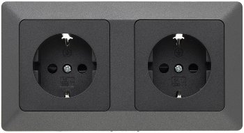 MILOS Set 2 Steckdosen + 2-fach Rahmen / 250V~/ 16A, Steckanschluss, Anthrazit