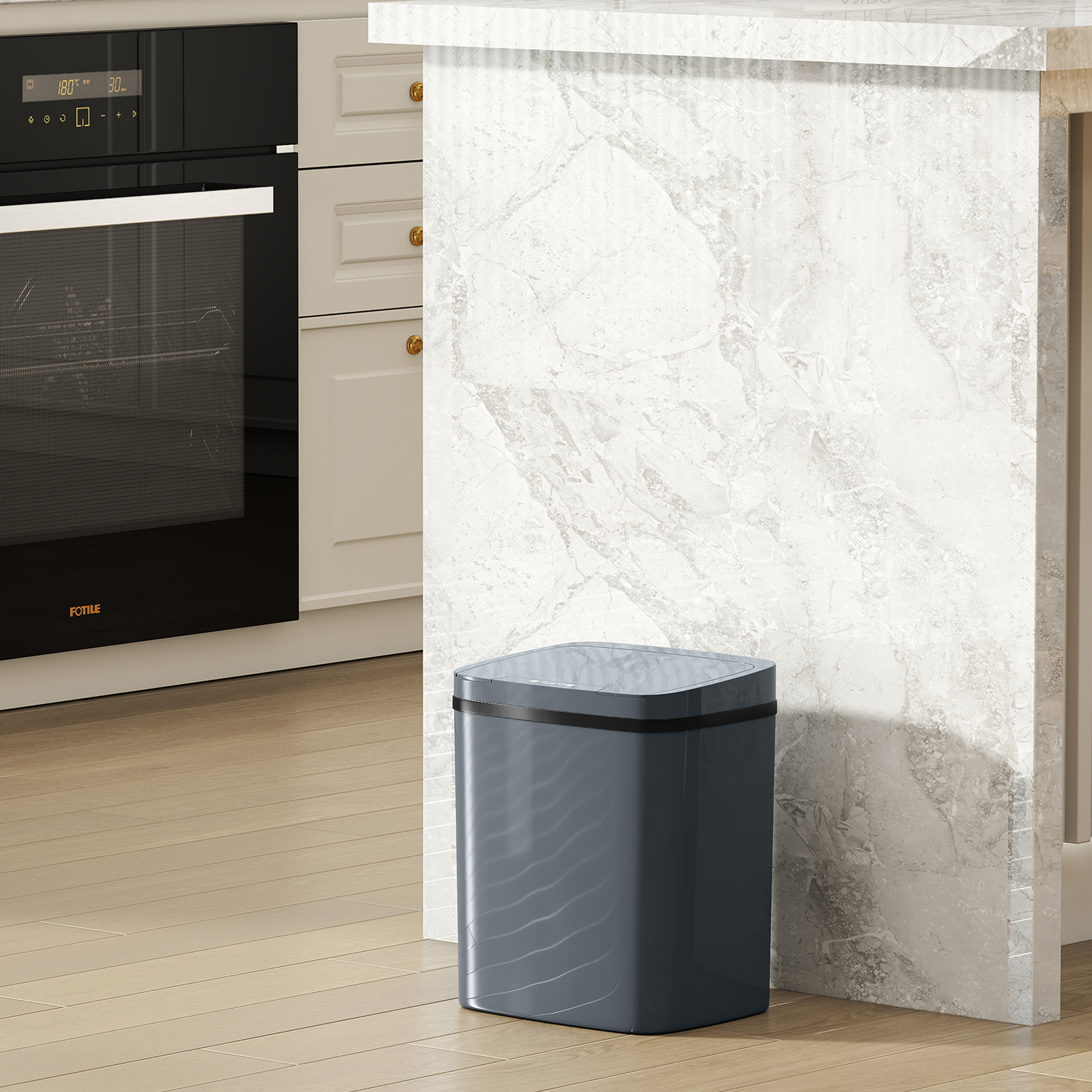Sensor Mülleimer 15l Automatischer Mülleimer mit zwei Öffnungsmodi, für Büro, Küchen, 27,6 x 21,4 x 33,5 cm, Grau