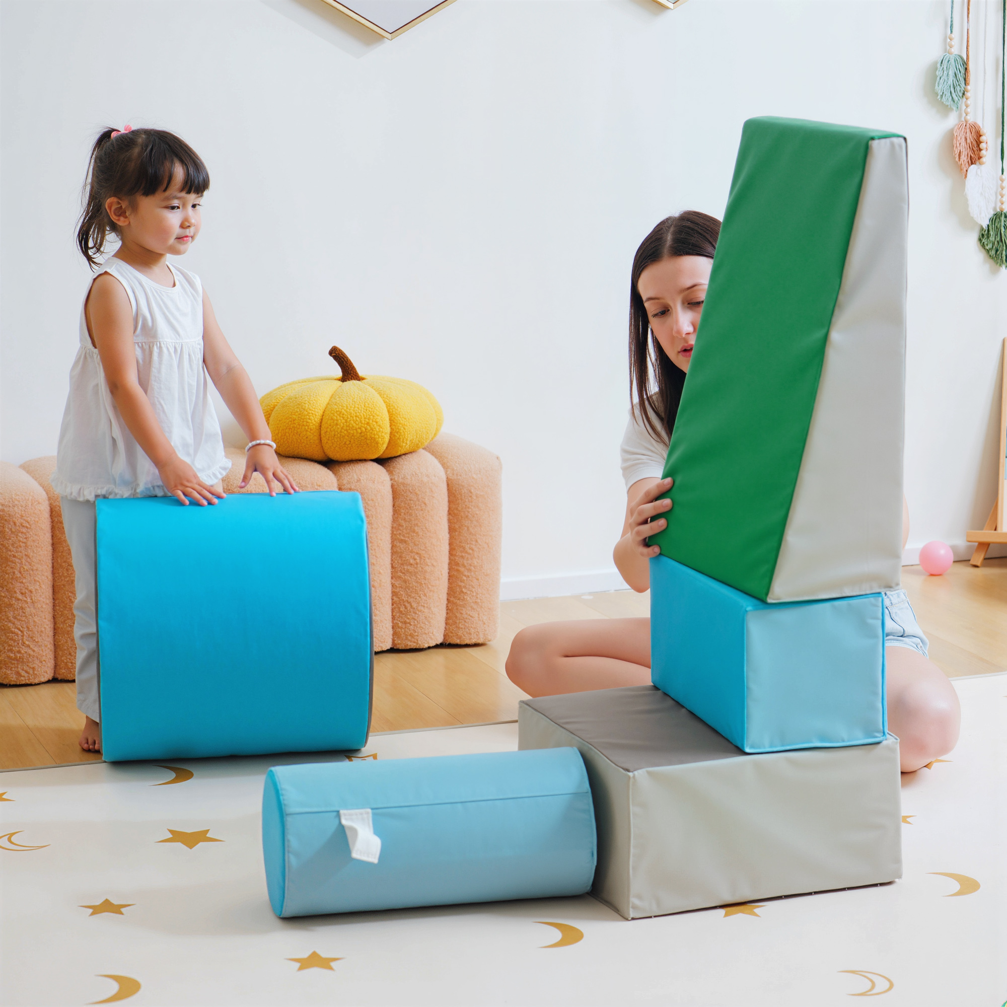 5 TLG. Schaumstoff Bausteine Kinder Softbausteine klettern Bauklötze Weiche Schaumstoffbausteine Riesenbausteine Schaumstoffblöcke Bausteinset Spielbausteine für Baby & Kleinkinder Mehrfarbig