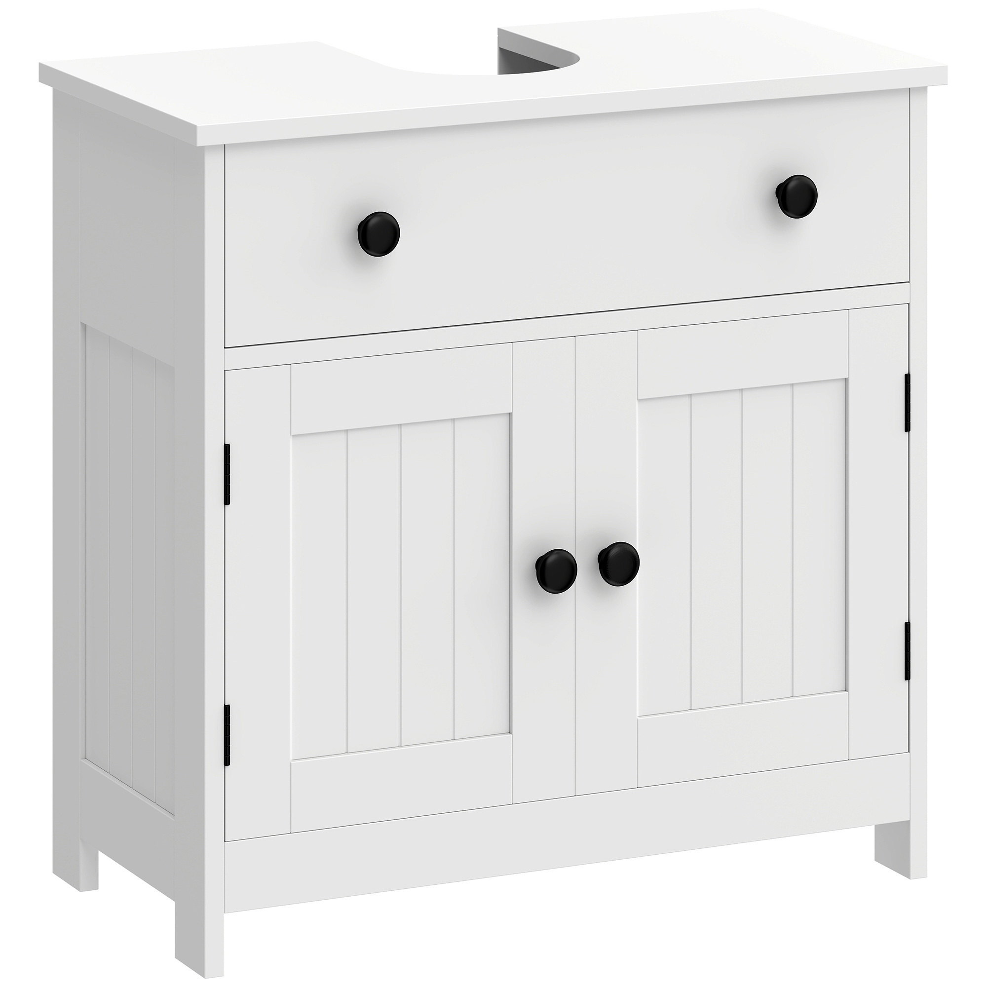Waschbeckenunterschrank, modern und freistehend, mit Soft-Close-Scharnieren, Schublade und 2 Türen, Weiß