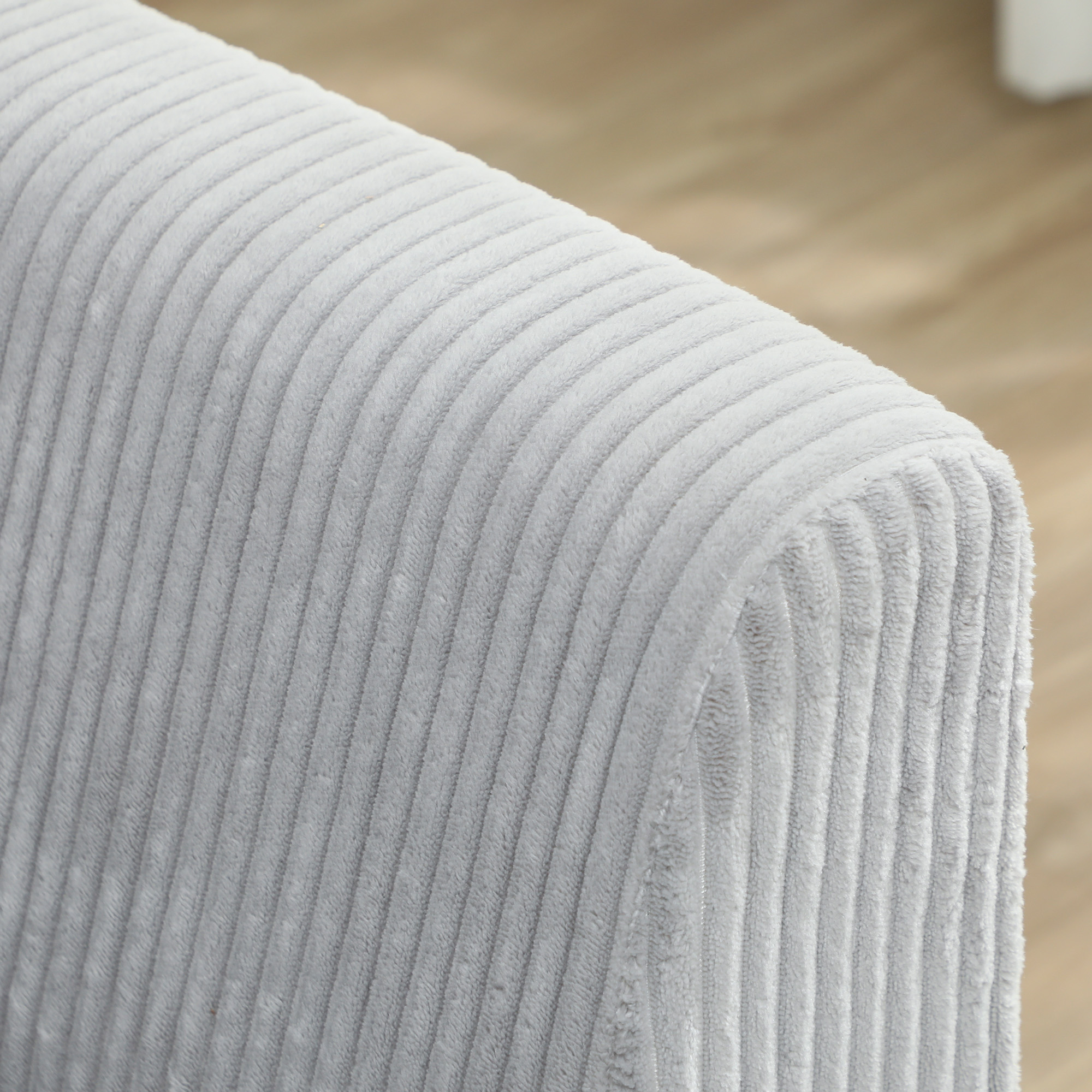 3-Sitzer-Sofa, Couch mit Armlehnen Gepolstert Polstersofa mit Kordoptik für Wohnzimmer Hellgrau