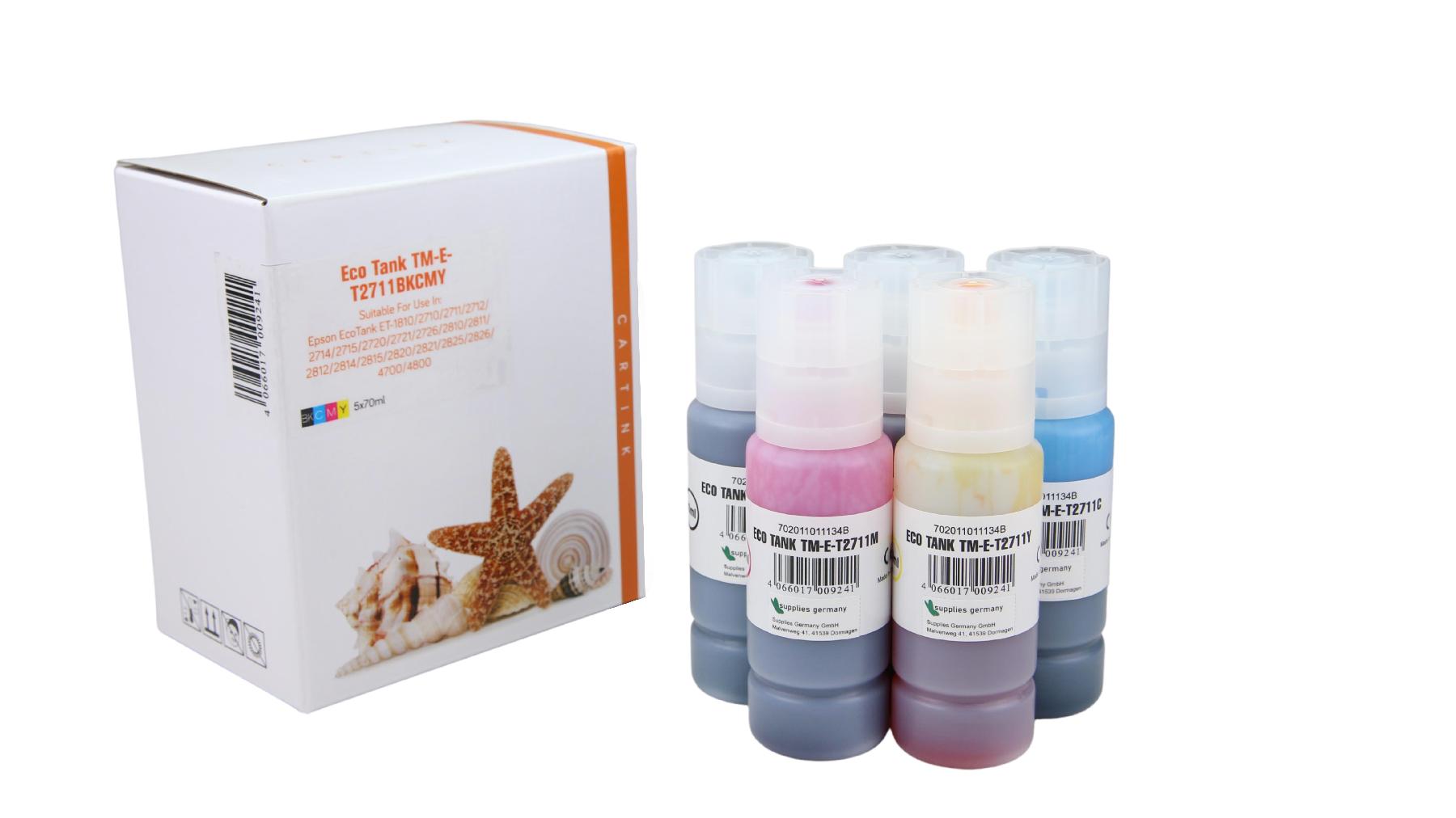 Multipack T2711 alternativ Eco Tank Nachfüllflasche für Epson / C13T00P640 / 2x BK CMY / 70ml Multipack T2711 alternativ Eco Tank Nachfüllflasche für Epson / C13T00P640 / 2x BK CMY / 70ml