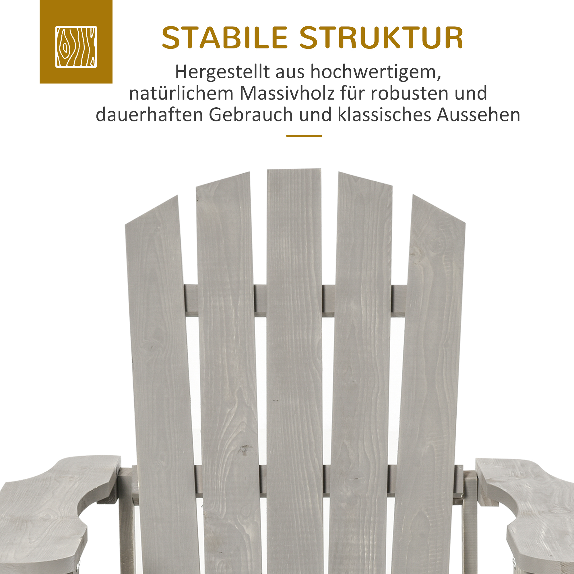 Adirondack Stuhl wetterfest Adirondack Chair aus Holz Outdoor Gartenstuhl mit Hoher Rückenlehne Armlehnen