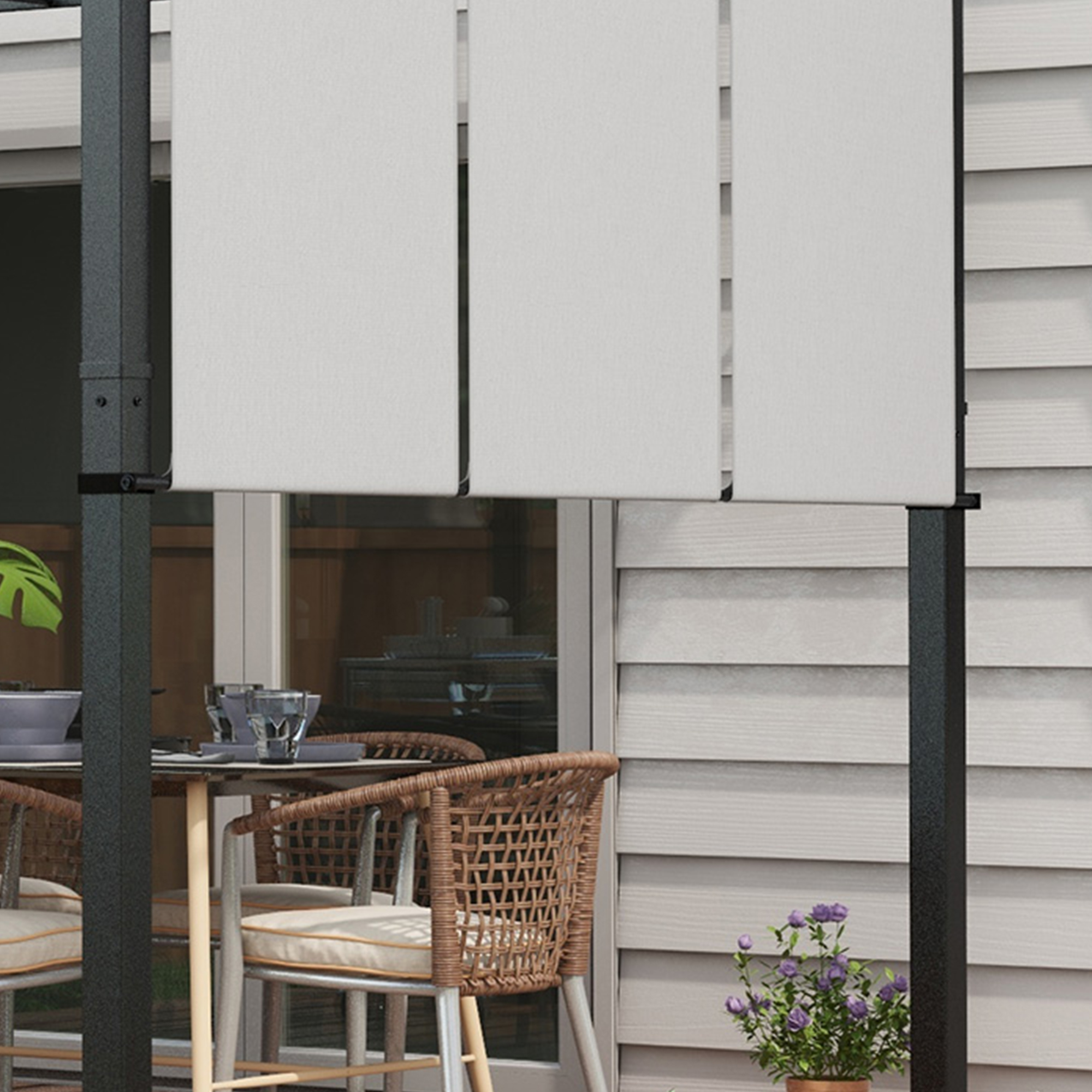 Markise Sonnenschutz. Pergola, wetterbeständig,  inkl. Befestigungsmaterial, 3 x 3,5 m, Dunkelgrau