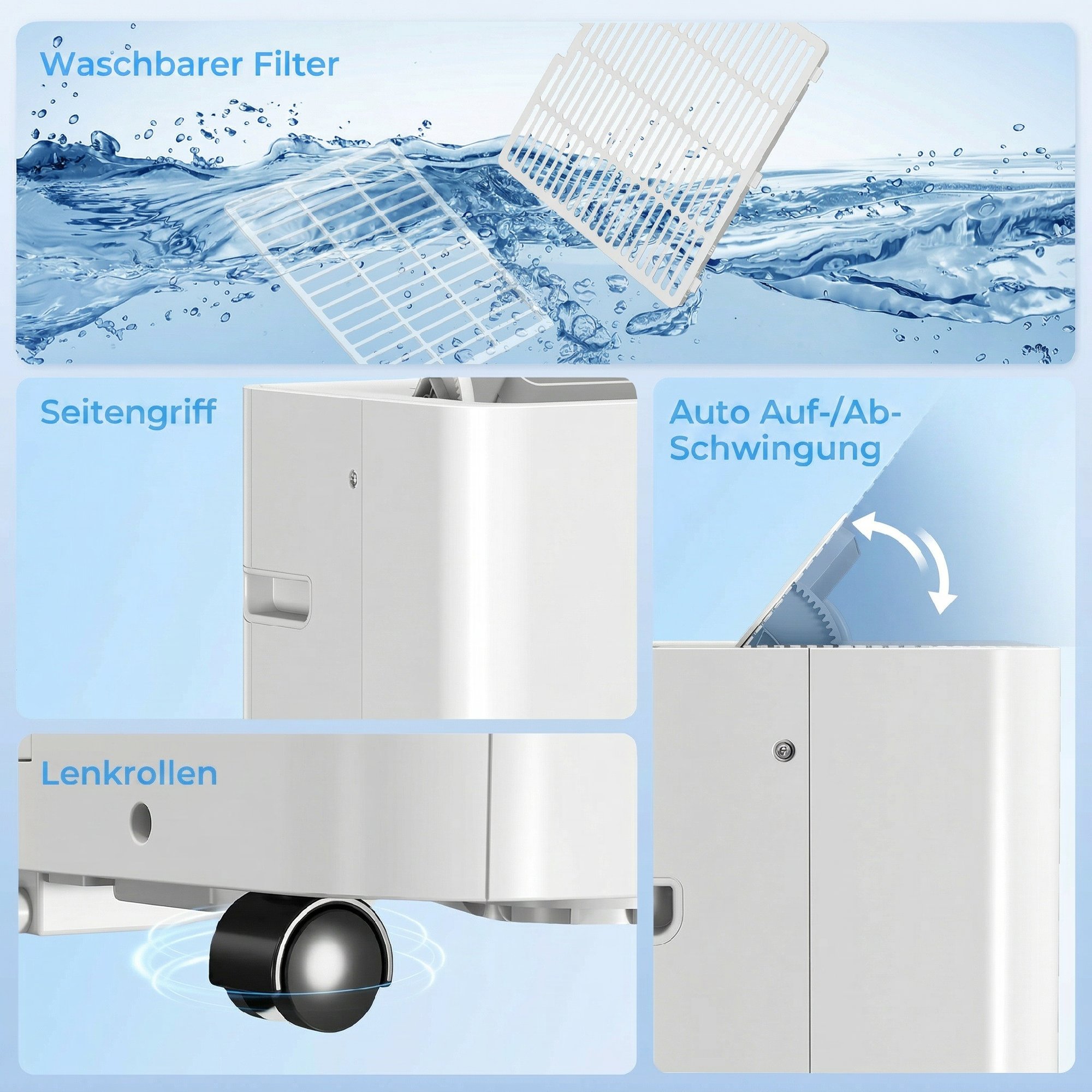 tragbares Klimagerät mit 12.000 BTU, 4-in-1 Klimaanlage mit WiFi- und Sprachsteuerung, Kühlung, Entfeuchter, Ventilator, Schlafmodus