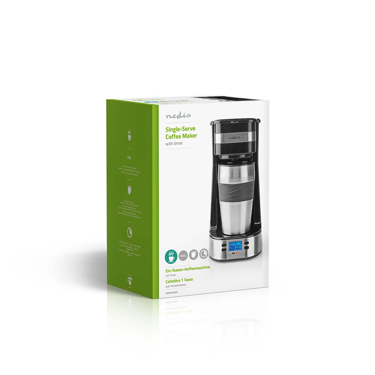 Kaffeemaschine | Filter Kaffee | 0.4 l | 1 Tassen | Timer einschalten | schwarz / Silber