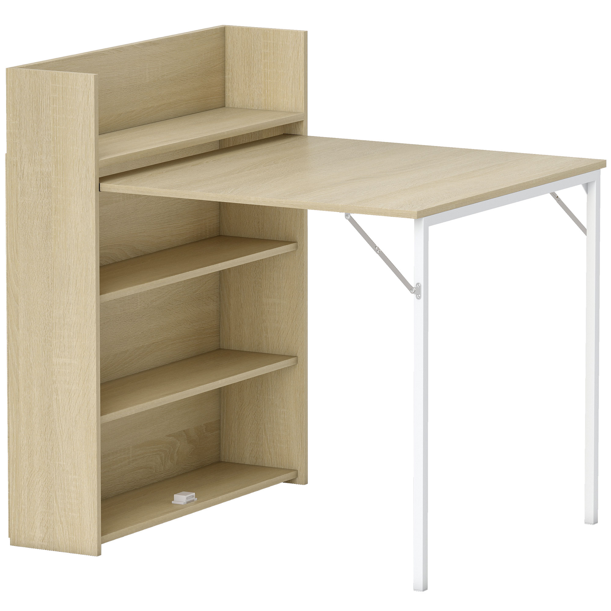 Esstisch Klappbar mit Regal, Industrie-Design, Platzsparend, Für Kleine Räume, 78,5 x 91 x 93 cm, Eiche