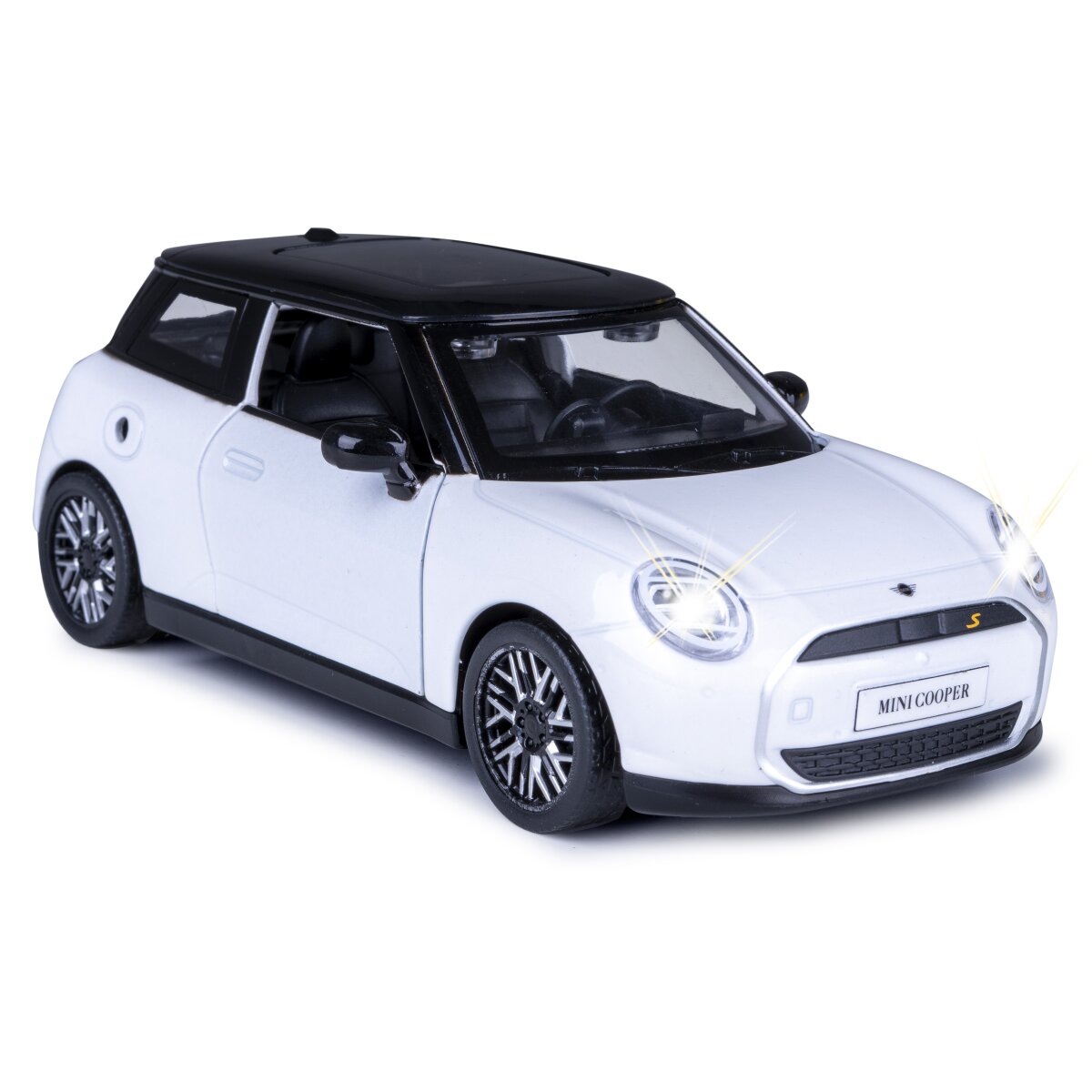 BMW Mini Cooper Diecast 1:28 weiß inkl. Knopfzellen