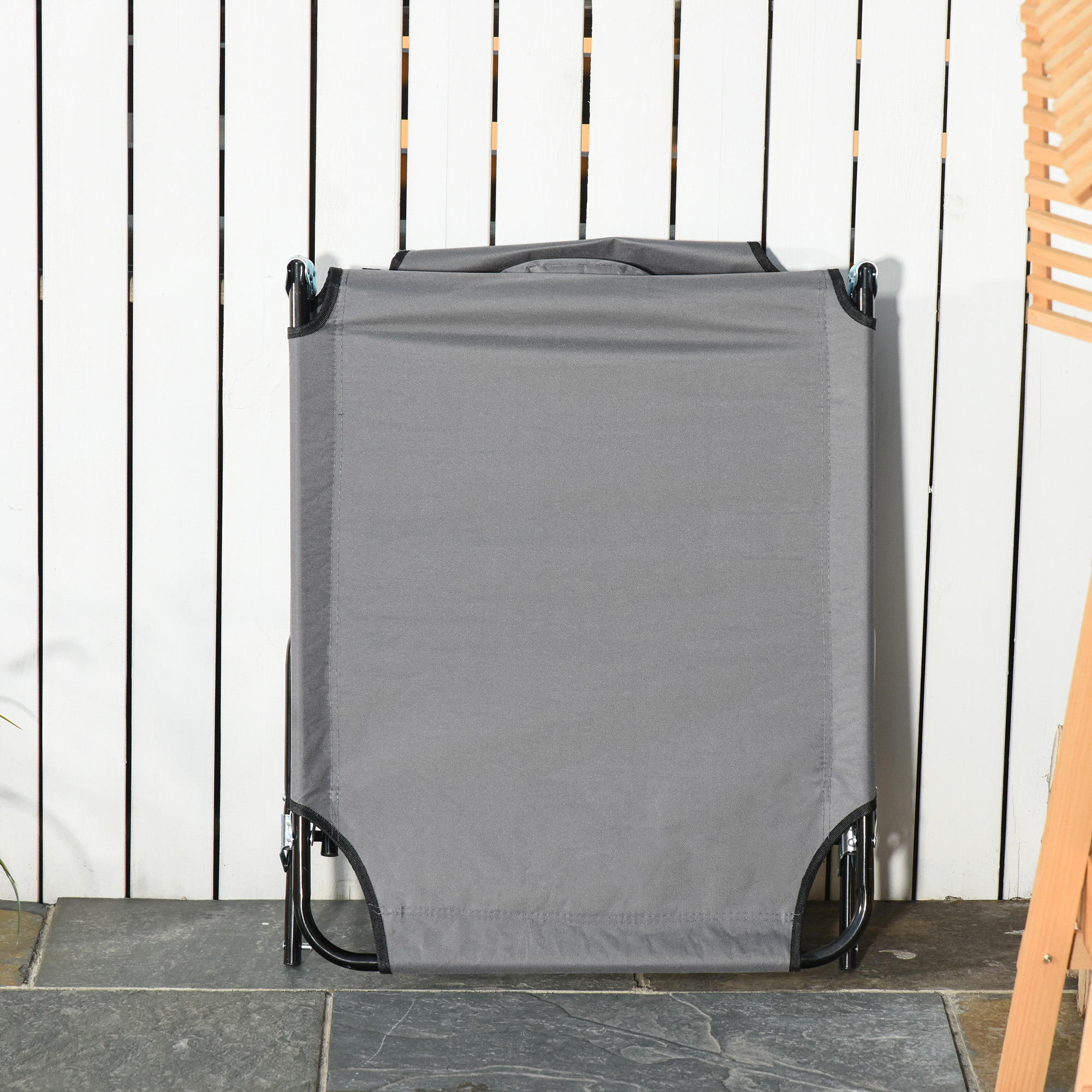 Sonnenliege mit Gesichtsloch & Kissen, klappbar, wasserabweisender Bezug, Metallrahmen, Dunkelgrau