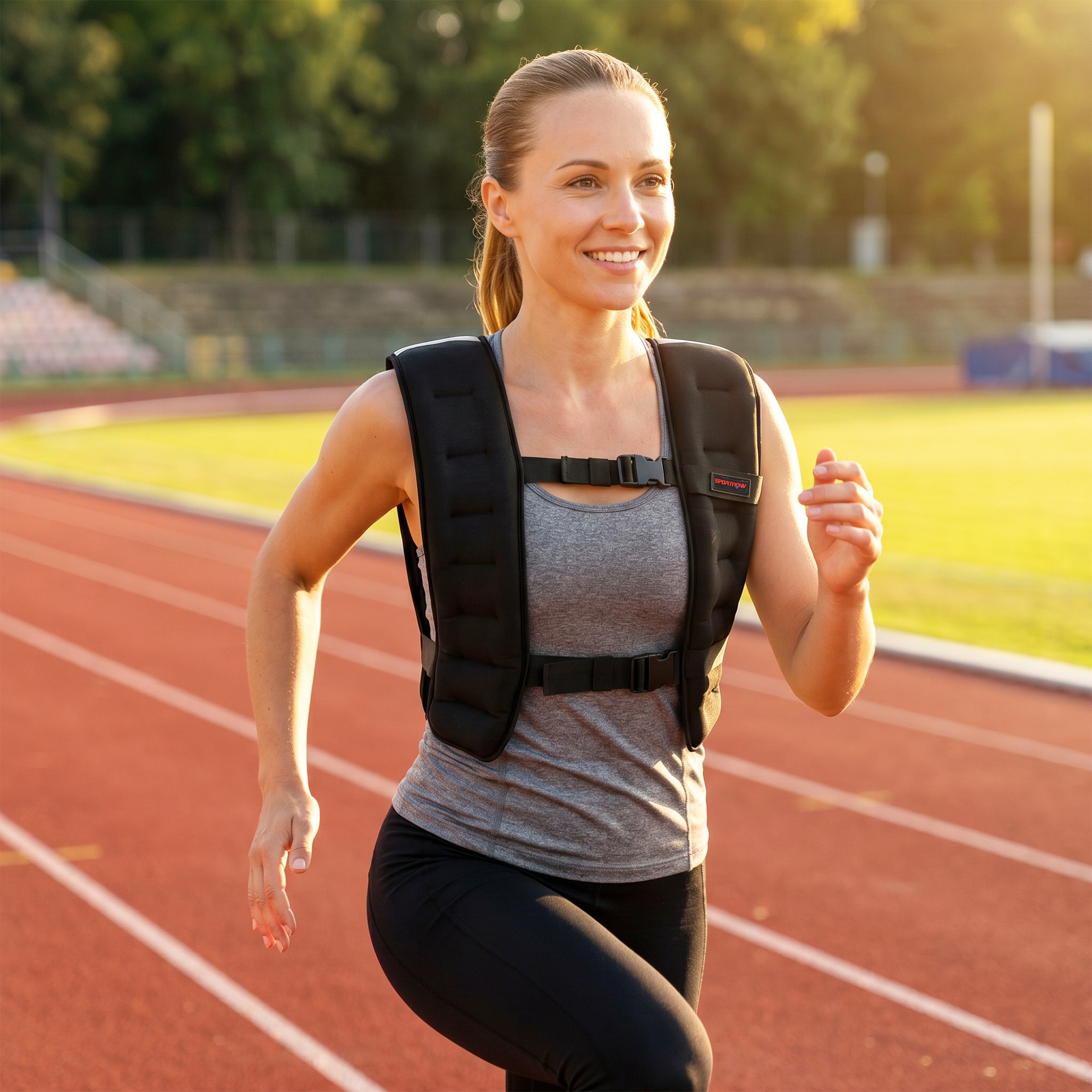 Gewichtsweste 10 KG Trainingsweste mit Reflektierenden Streifen verstellbaren Gurten Laufweste Damen Herren