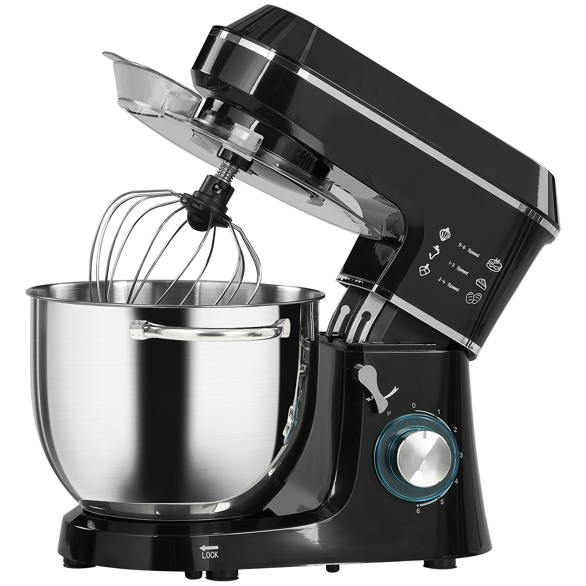 Küchenmaschine Knetmaschine mit 7L Edelstahlschüssel 1400W mit Kippkopf, Knethaken, Schneebesen, Rührbesen