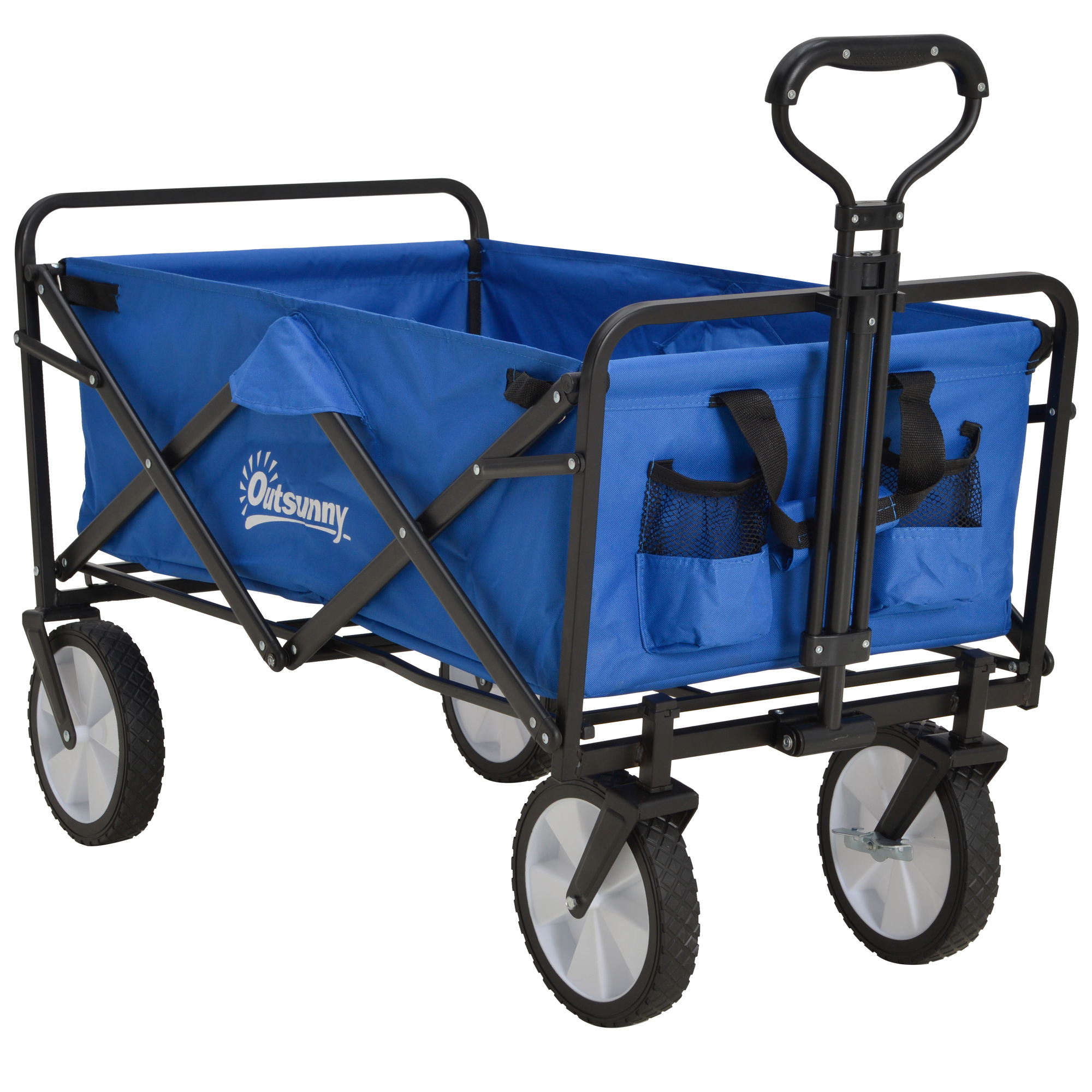 Bollerwagen Handwagen mit faltbar Bremsen Verstellbarem Griff Transportwagen 68 KG Belastbar, Strandwagen Gartenwagen für Strand Garten Einkauf Shopping
