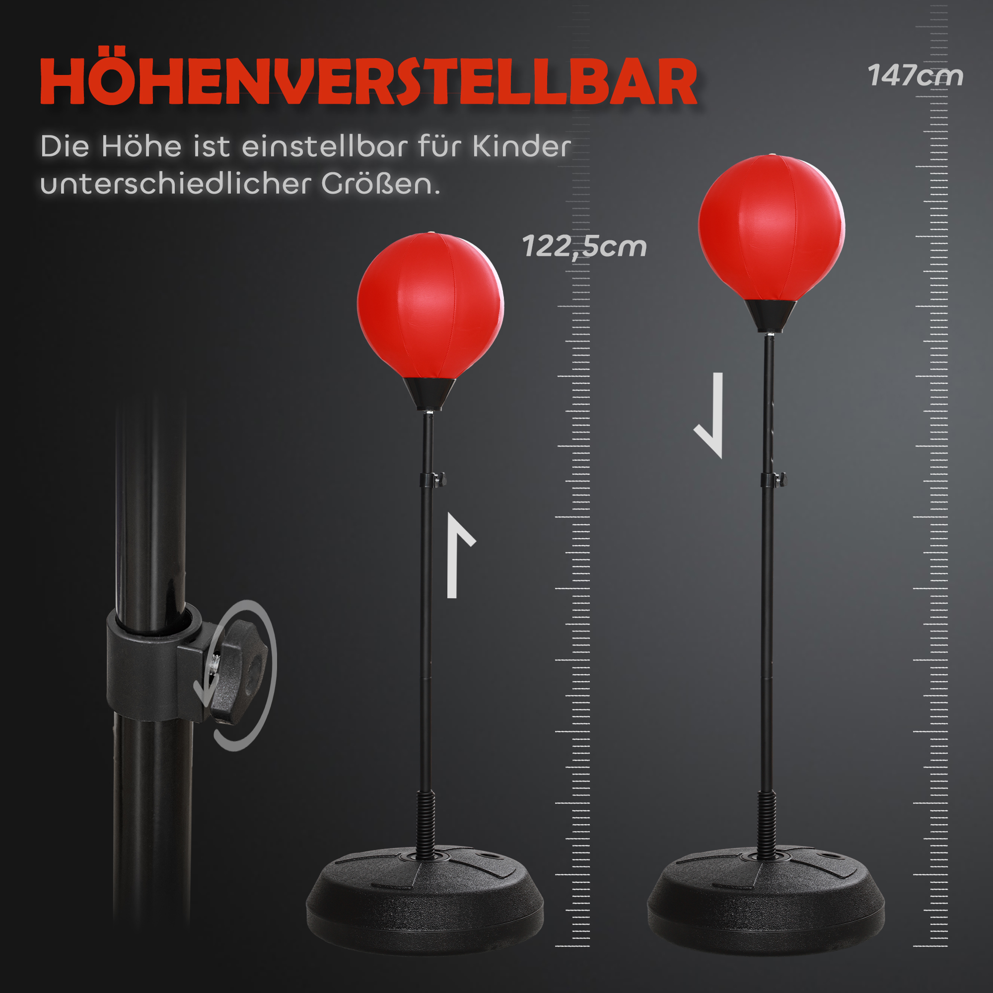 Boxsack für Kinder im Alter von 5-10 Jahren, mit Boxhandschuhen, höhenverstellbar