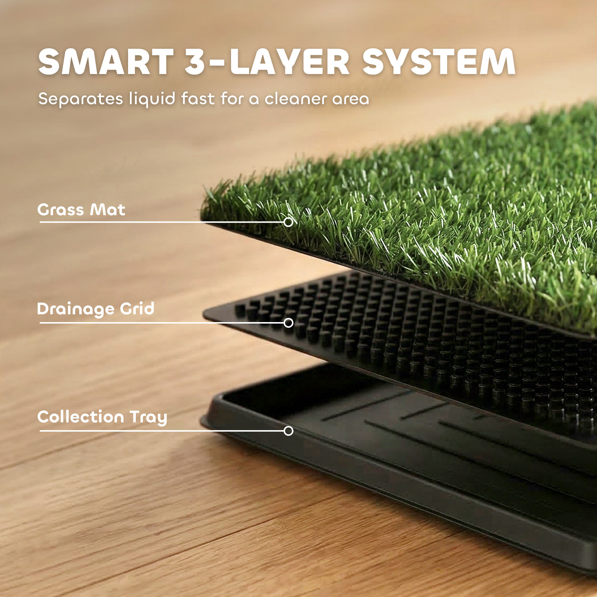 Hundetoilette 76 x 50,5 cm Hundeklo mit 2 Kunstrasen waschbar Welpentoilette für Hunde für Balkon Zuhause Schwarz+Grün