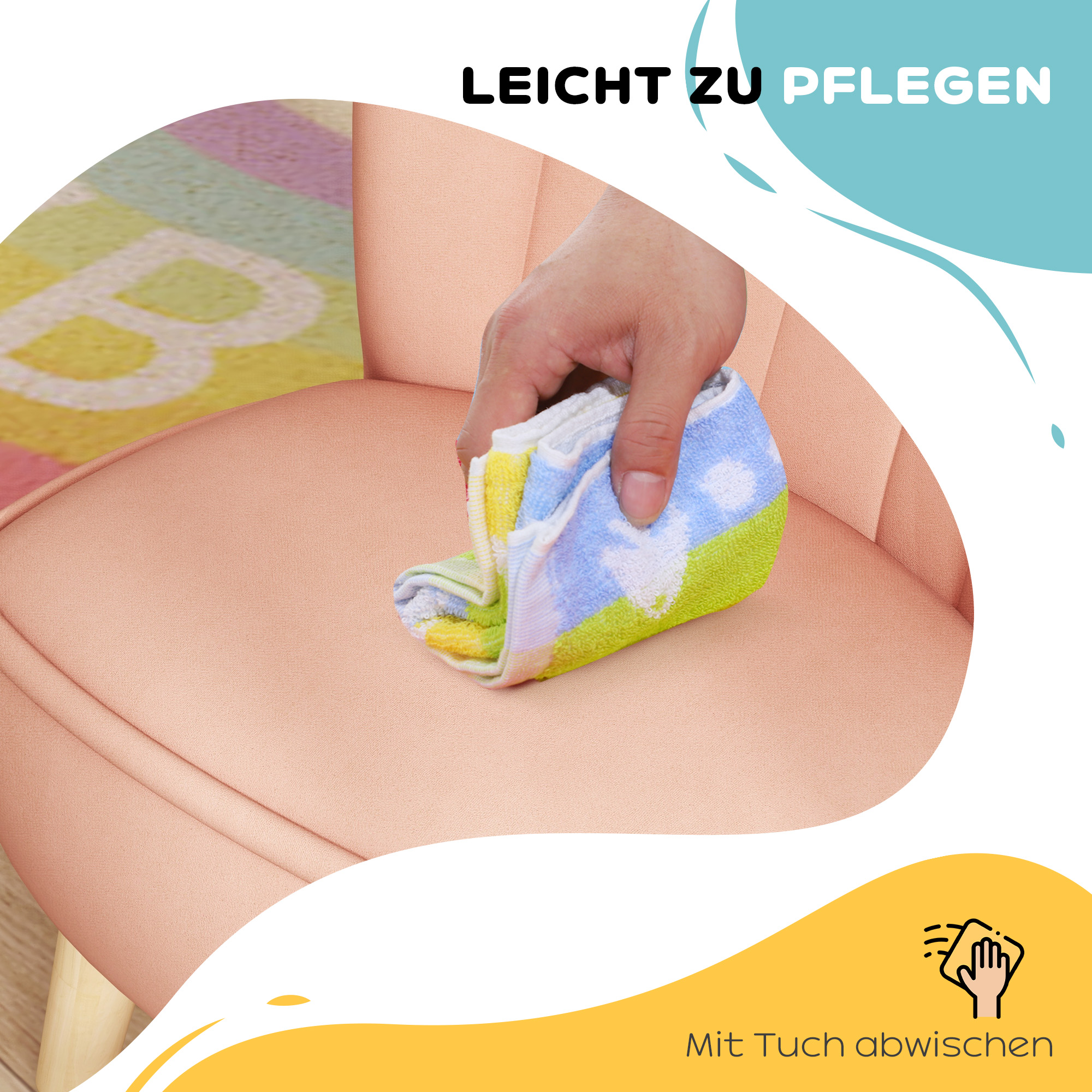 Kindersessel, Samtoptik, für 3-7 Jahre, bis 45 kg, Holzgestell, 44x45x56,5cm, Pink